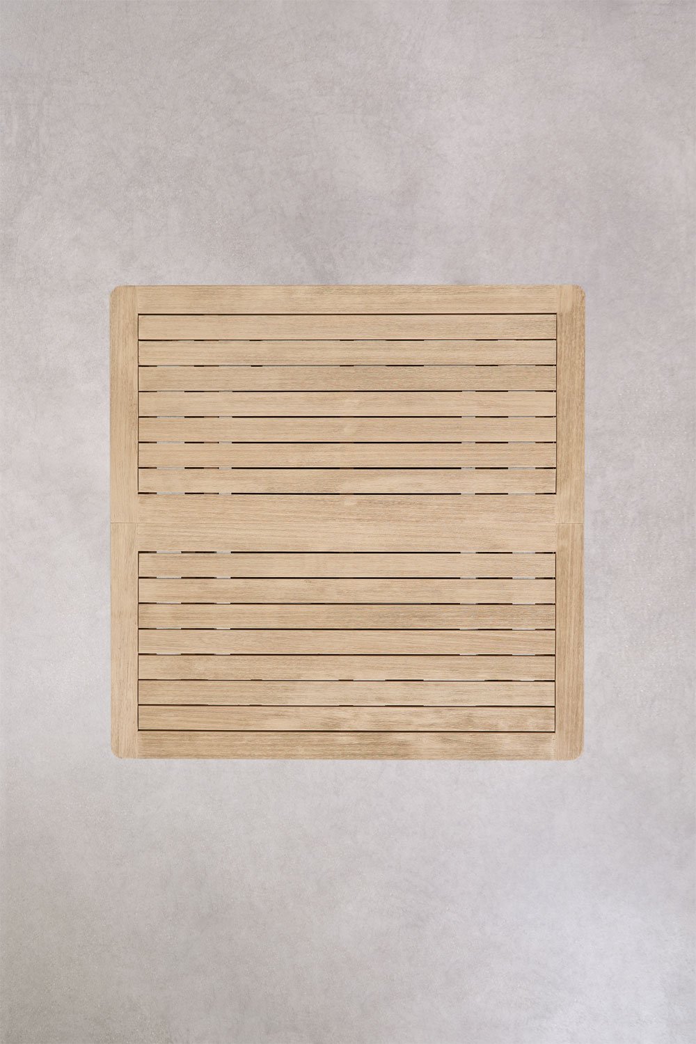 Ausziehbarer Esstisch-Set Karvia 100-160x100 cm und 4 Esszimmerstühle Capri aus Akazienholz und geflochtener Schnur, Galeriebild 5