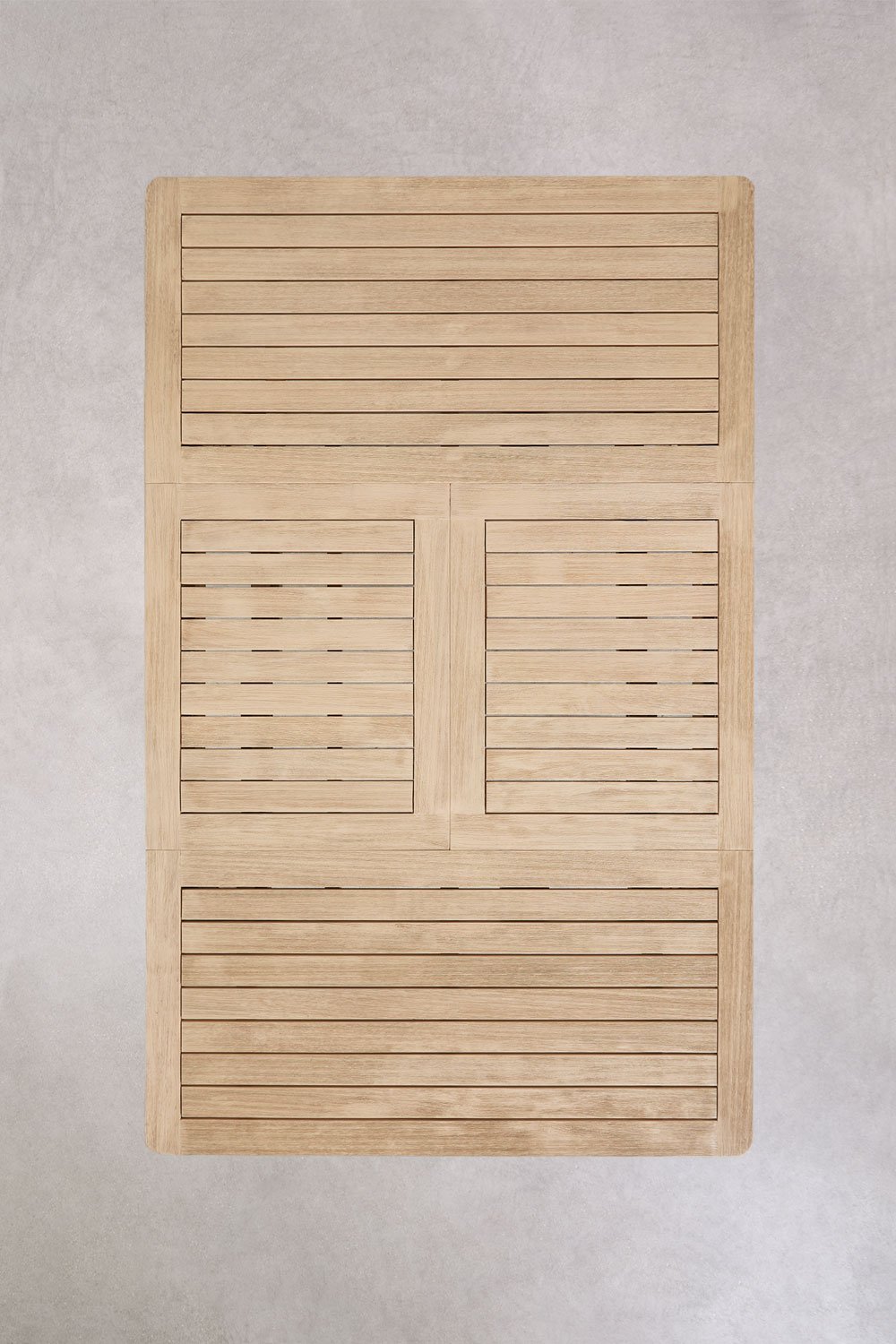 Ausziehbarer Esstisch-Set 100-160x100 cm Karvia und 6 Gartenstühle aus Akazienholz und geflochtener Capri-Schnur, Galeriebild 8