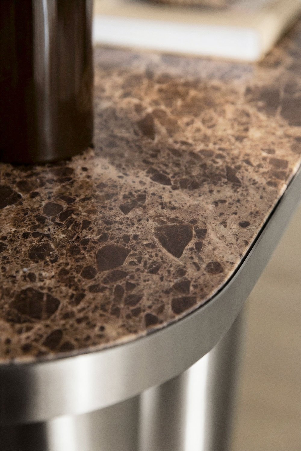 Ovaler Konsolentisch 120x40 cm aus Naturstein und Edelstahl Fertrix, Galeriebild 2