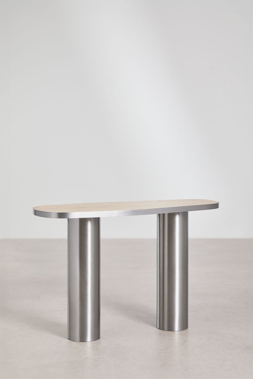 Ovaler Konsolentisch 120x40 cm aus Naturstein und Edelstahl Fertrix, Galeriebild 3