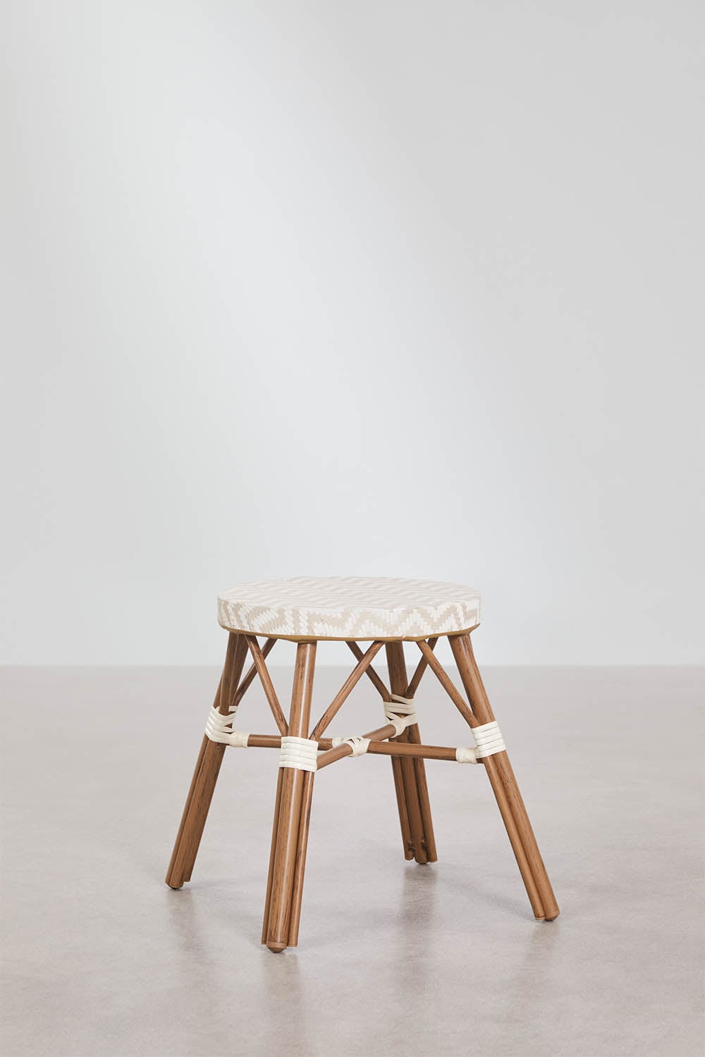 Niedriger Gartenhocker 45 cm aus Aluminium und synthetischem Rattan Brielle Bistro, Galeriebild 1