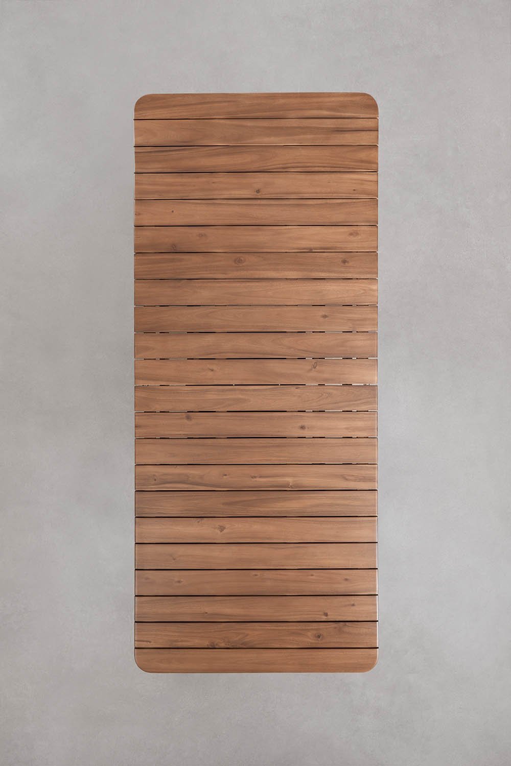 Rechteckiger ausziehbarer Esstisch 250-310x105 cm Duala und 8 Gartenstühle aus Akazienholz und geflochtener Karvia-Schnur, Galeriebild 5