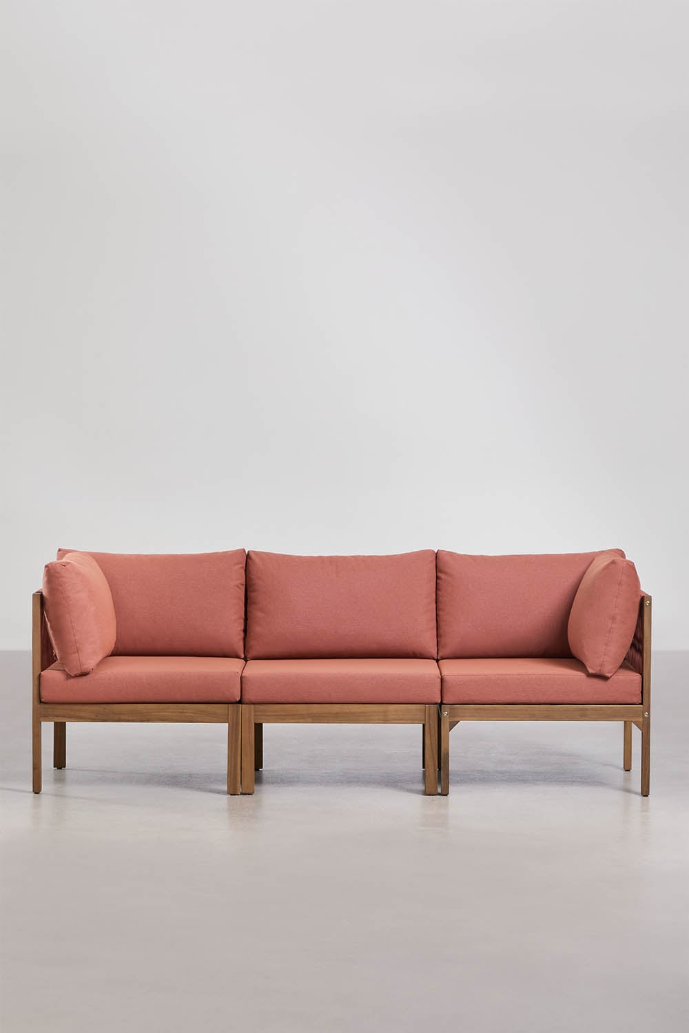 3-teiliges modulares Gartensofa mit Armlehnen aus Akazienholz Branson, Galeriebild 3