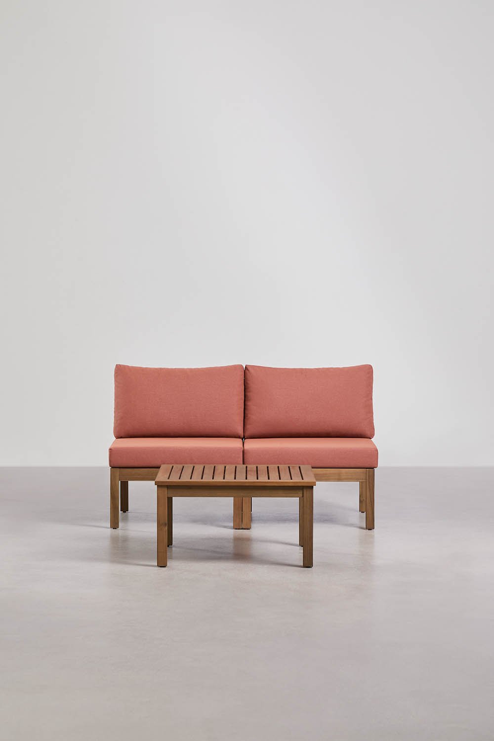 Gartenset mit 2-teiliger modularer Sofagarnitur und Couchtisch aus Akazienholz Branson, Galeriebild 3