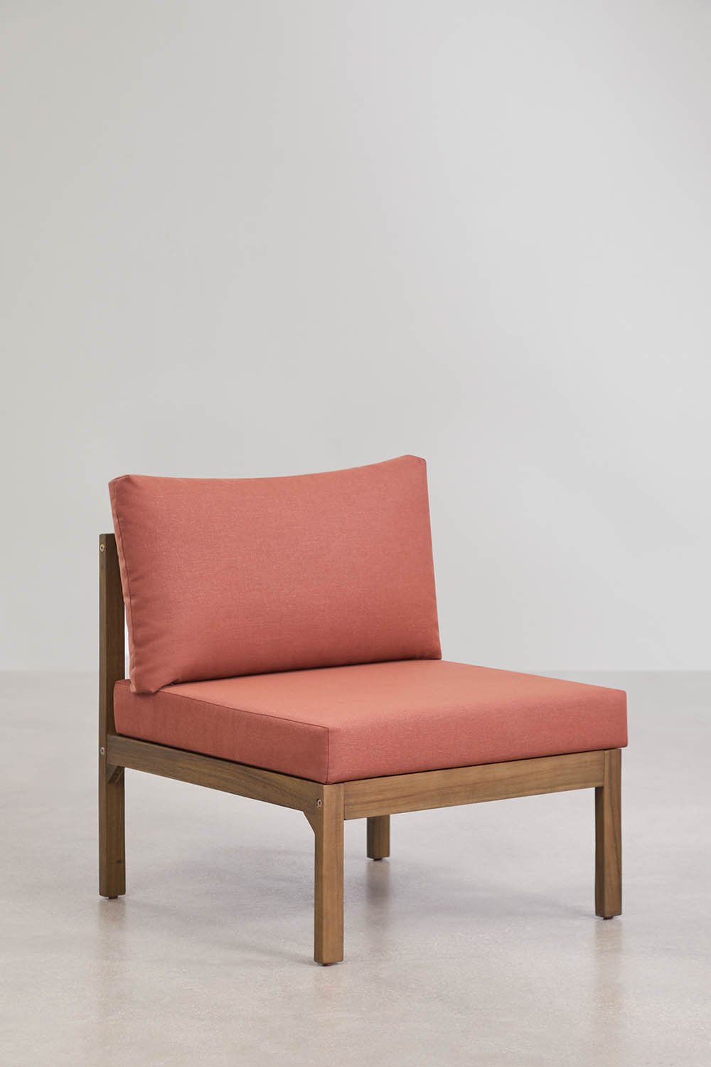 Wohnzimmer-Set mit 3-teiliger modularer Sofagarnitur mit Armlehne, Sessel und Couchtisch aus Akazienholz Branson, Galeriebild 5