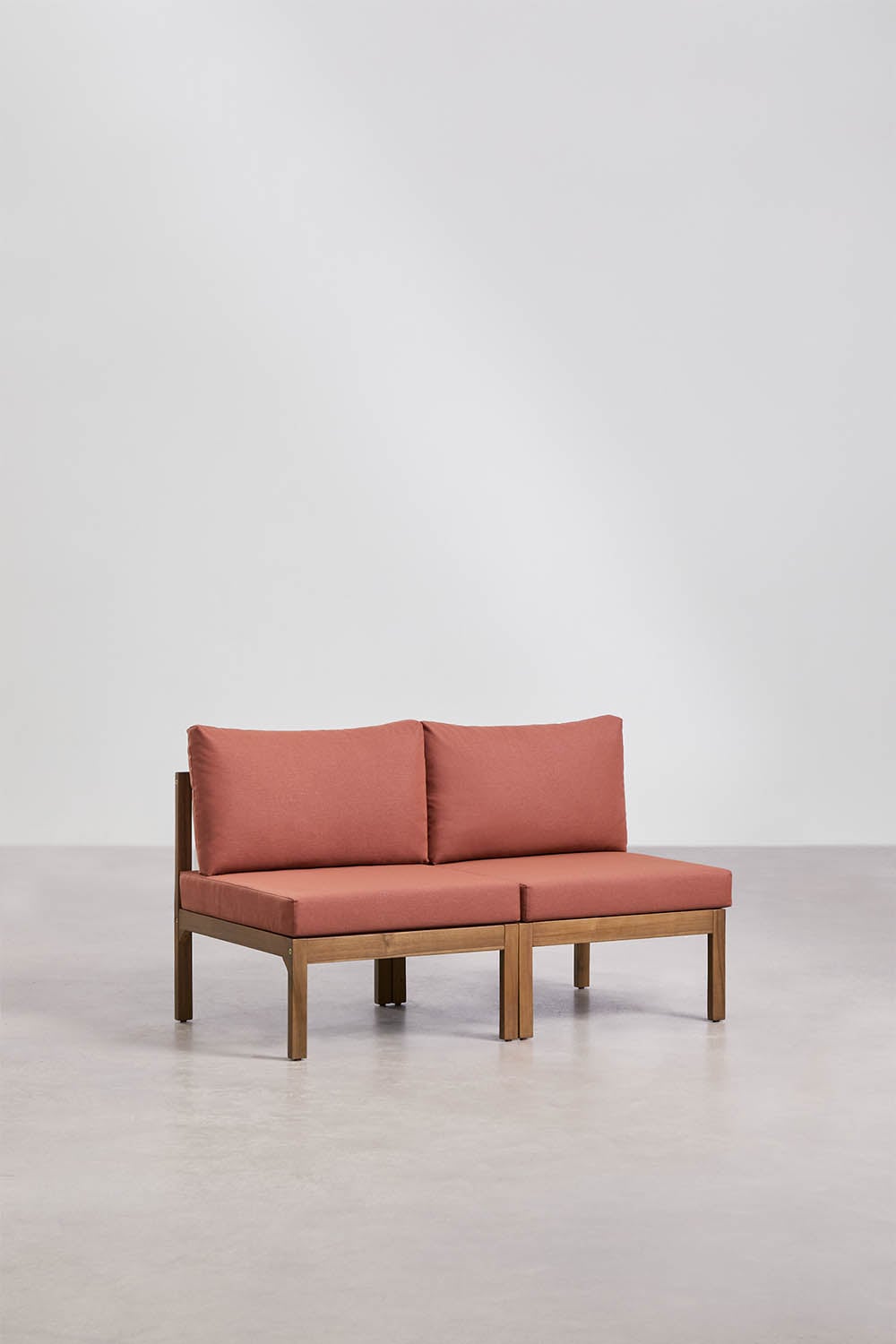Modulares 2-teiliges Gartensofa aus Akazienholz Branson, Galeriebild 1