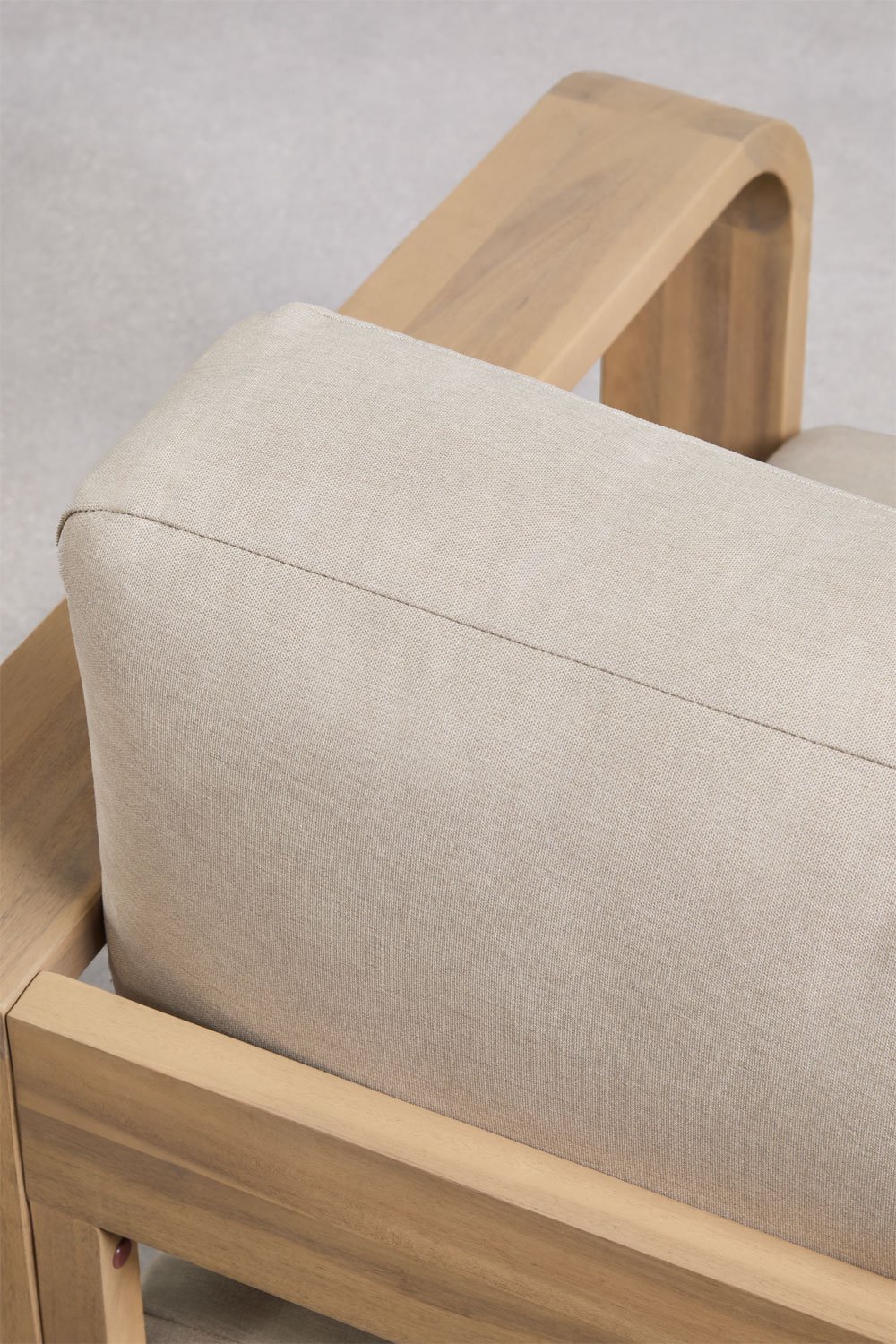 Rechtes Eckmodul für modularen Garten-Sofa aus Akazienholz Brivori, Galeriebild 2