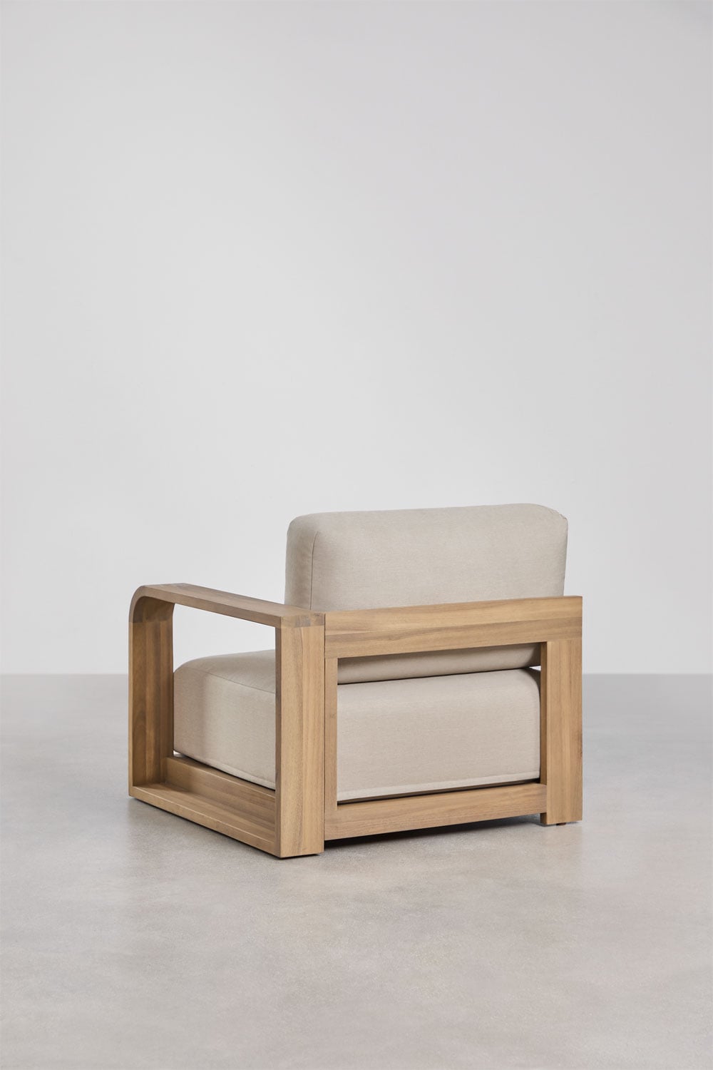 Rechtes Eckmodul für modularen Garten-Sofa aus Akazienholz Brivori, Galeriebild 4