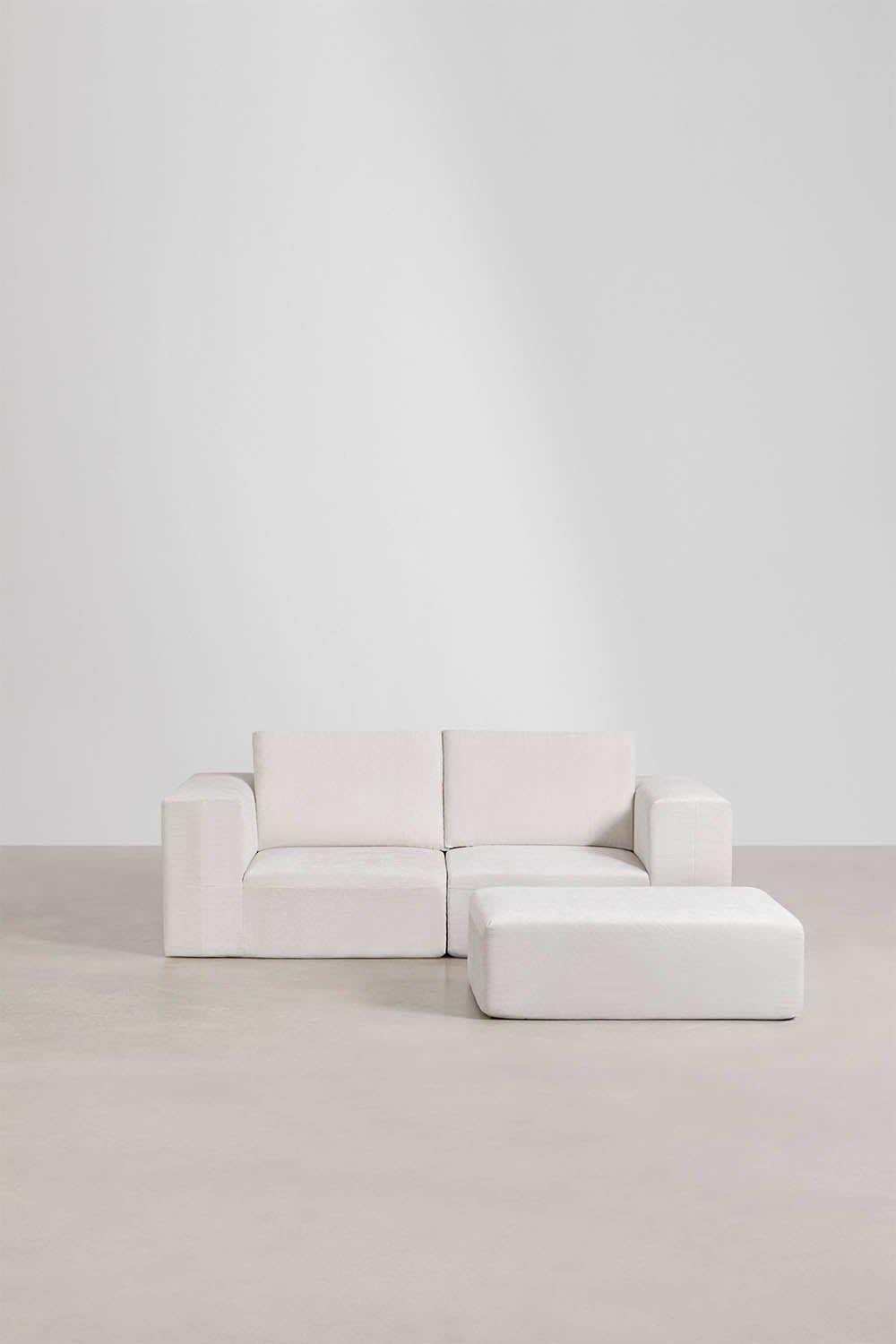 Norridge 2-teiliges modulares Sofa und Pouf aus Chenille, vakuumverpackt, Galeriebild 3