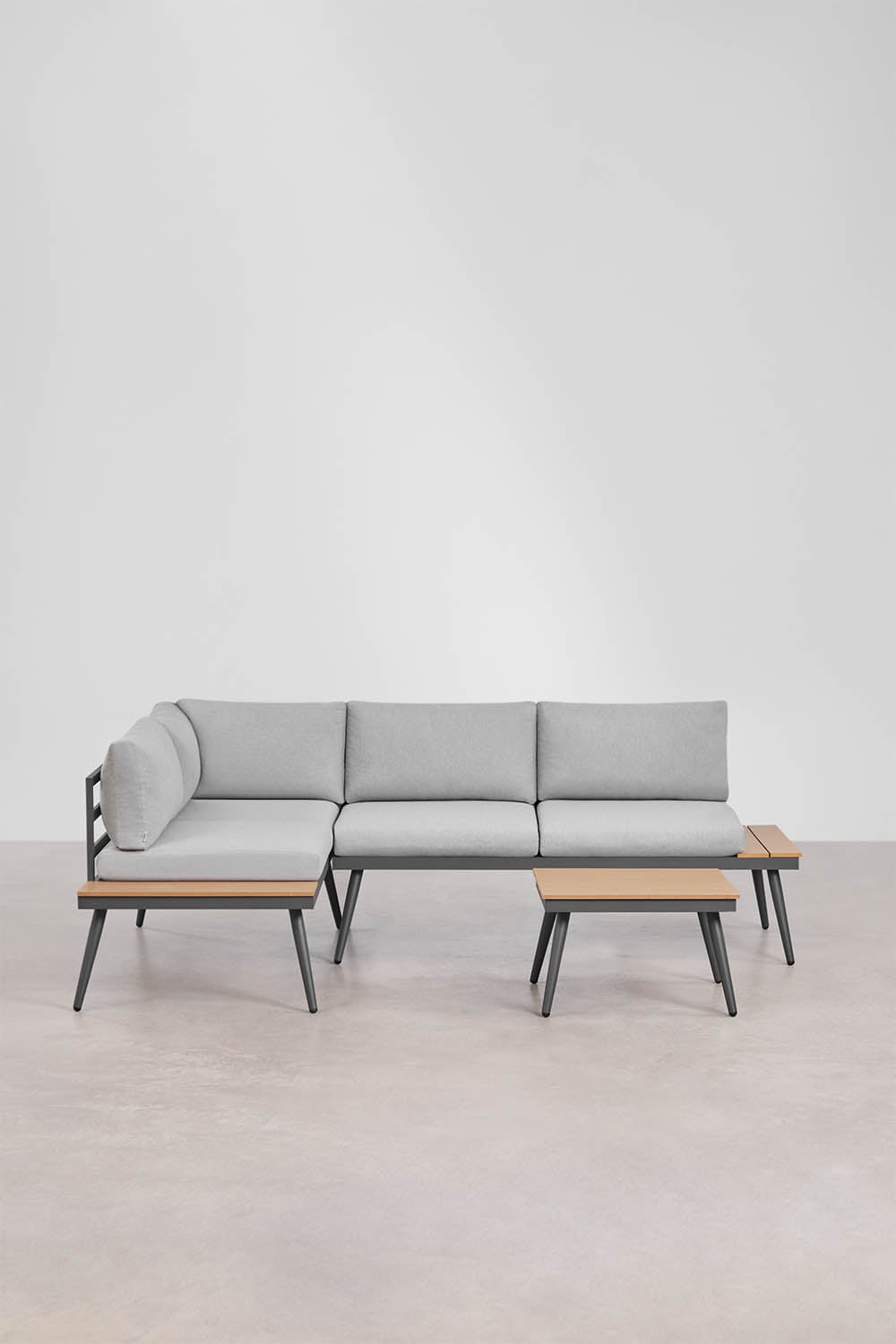 Gartenset mit 4-Sitzer-Ecksofa und Aluminium-Holz-Couchtisch Nadi, Galeriebild 1