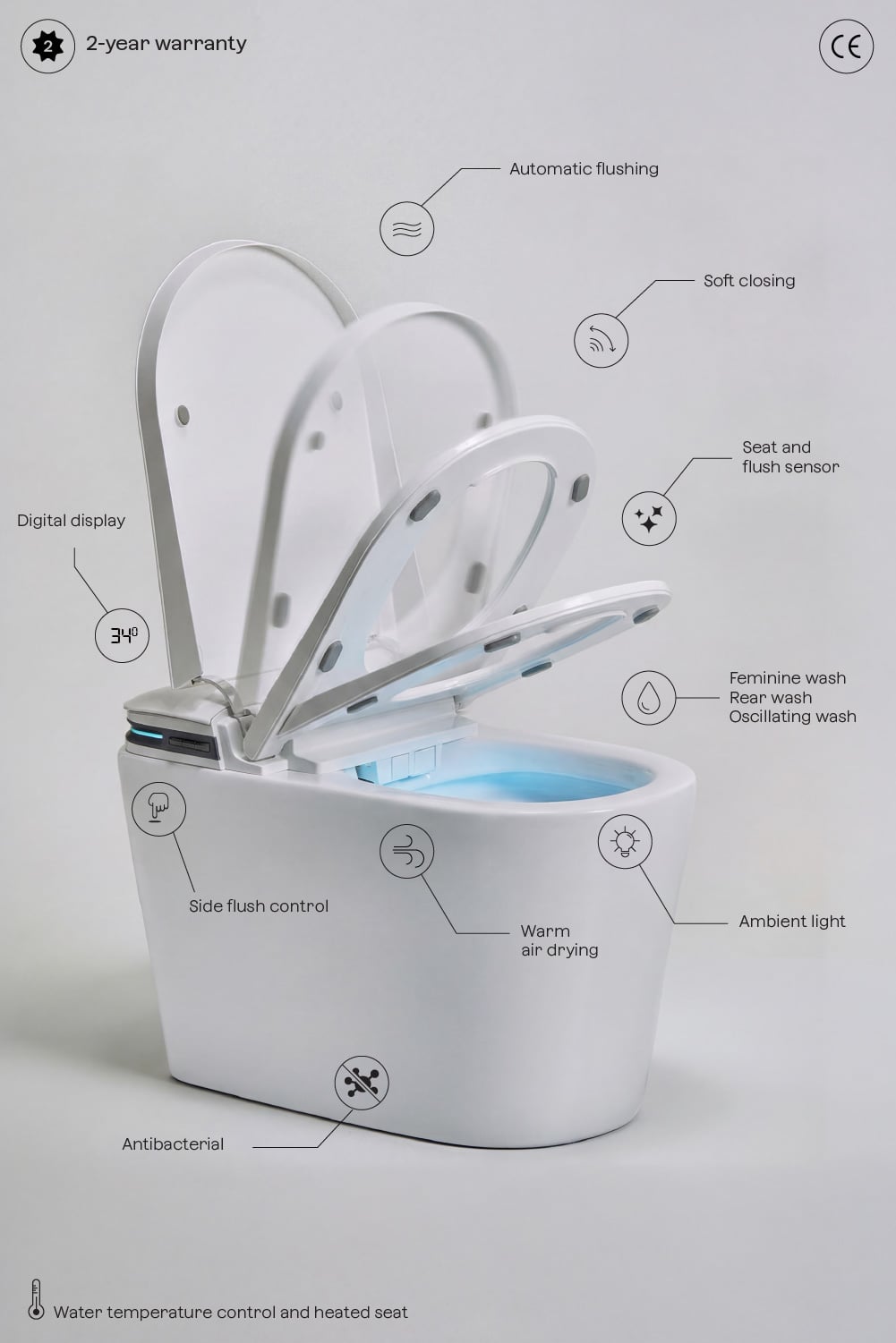 Intelligente Keramiktoilette Saloa Premium, Galeriebild 7