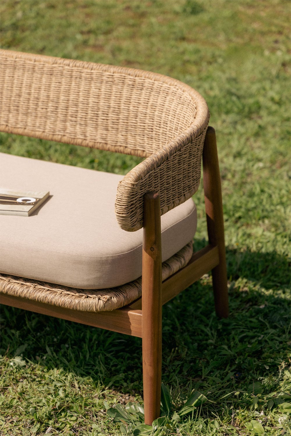 3-Sitzer Garten-Sofa aus Akazienholz und synthetischem Rattan Ribeira, Galeriebild 2