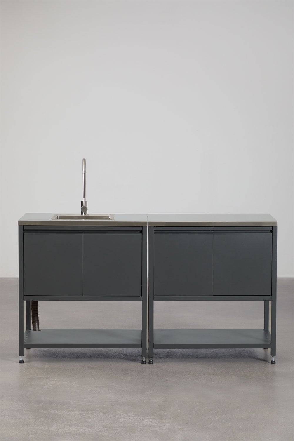 Modulares 2-teiliges Outdoor-Küchenset mit Spüle und Stauraum aus Stahl Savona, Galeriebild 3