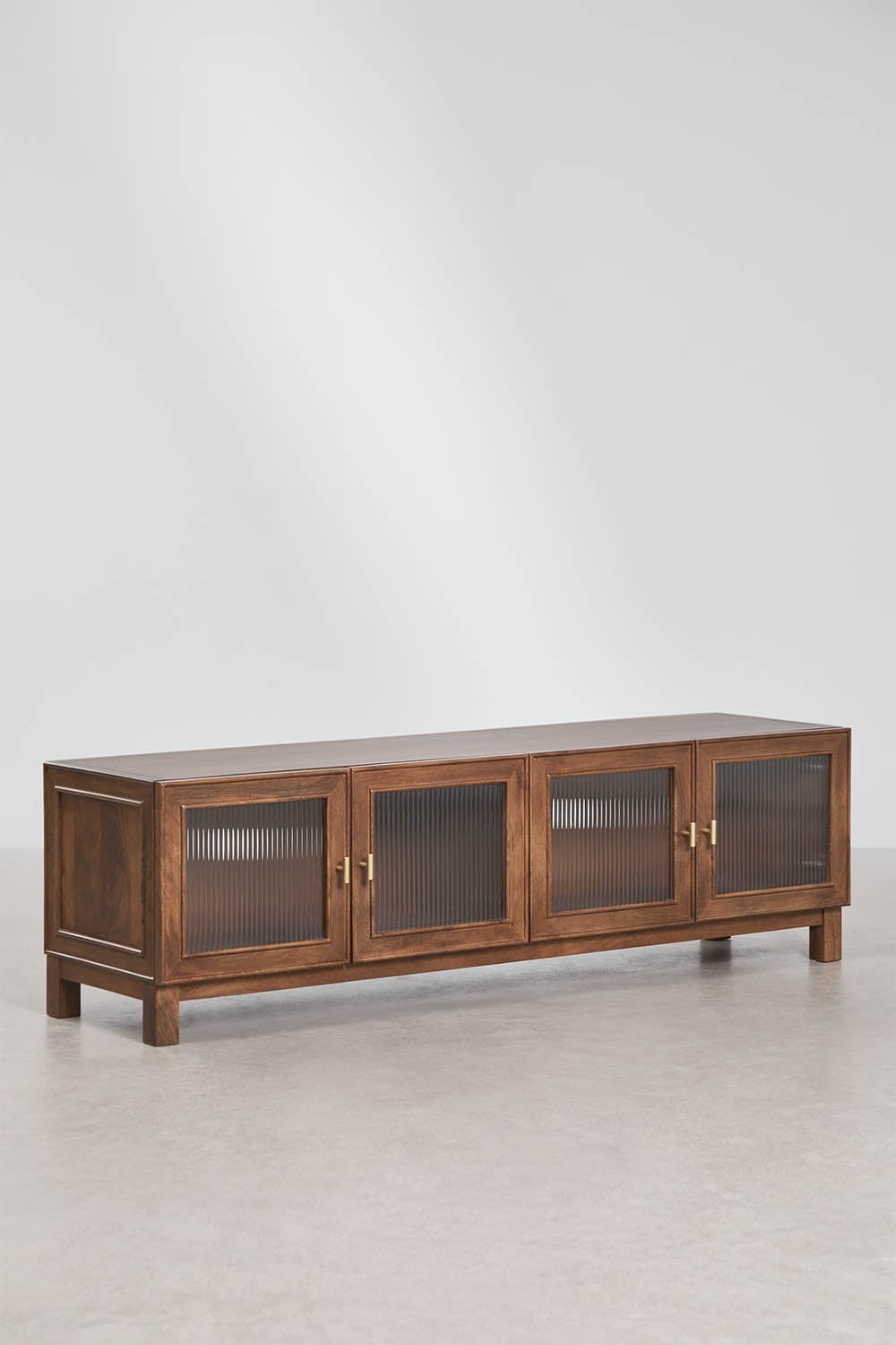 Möbel TV ↔︎170 cm aus Mangoholz und Glas Ildara, Galeriebild 3