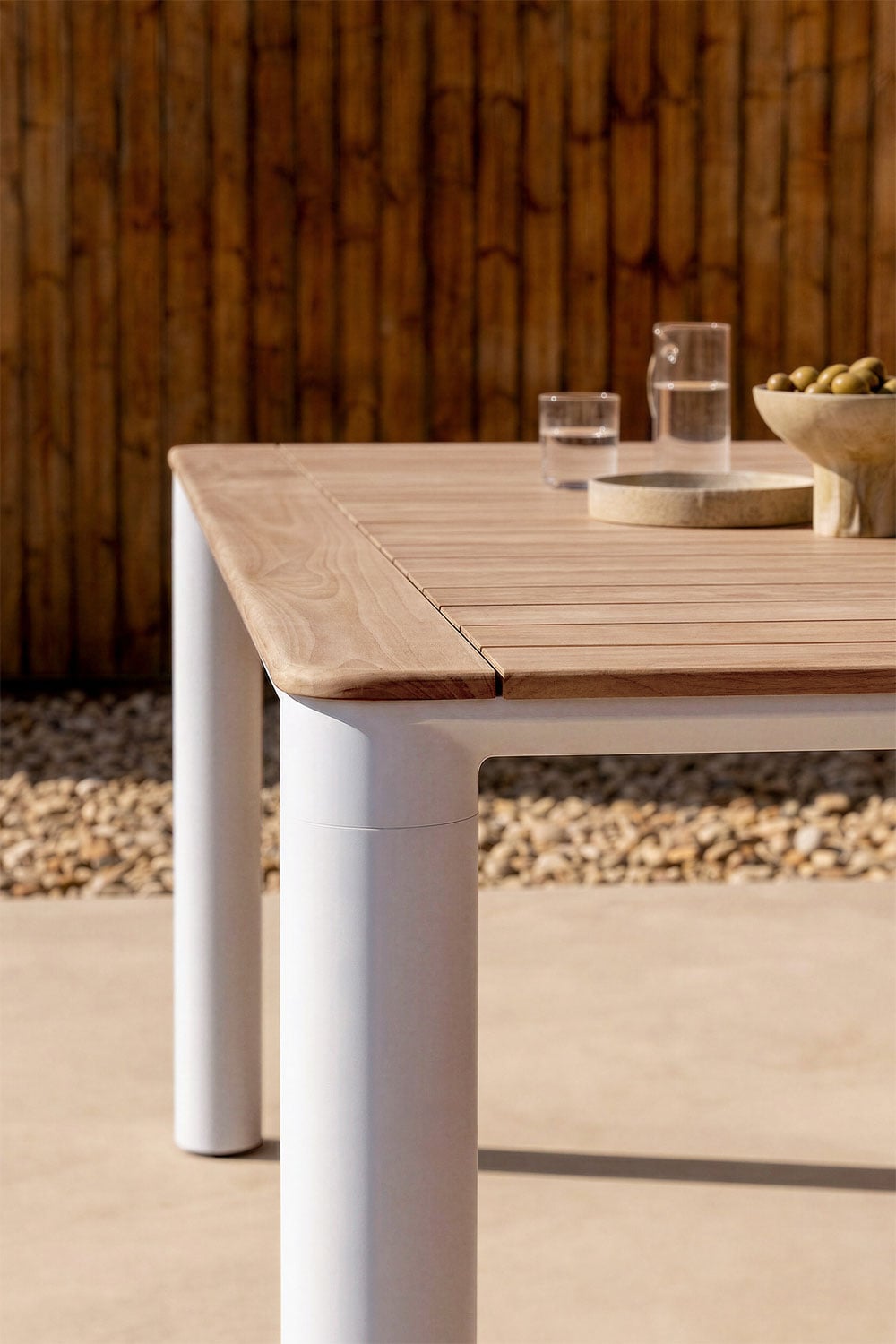 Rechteckiger Gartentisch aus Aluminium und Teakholz Sirka, Galeriebild 2