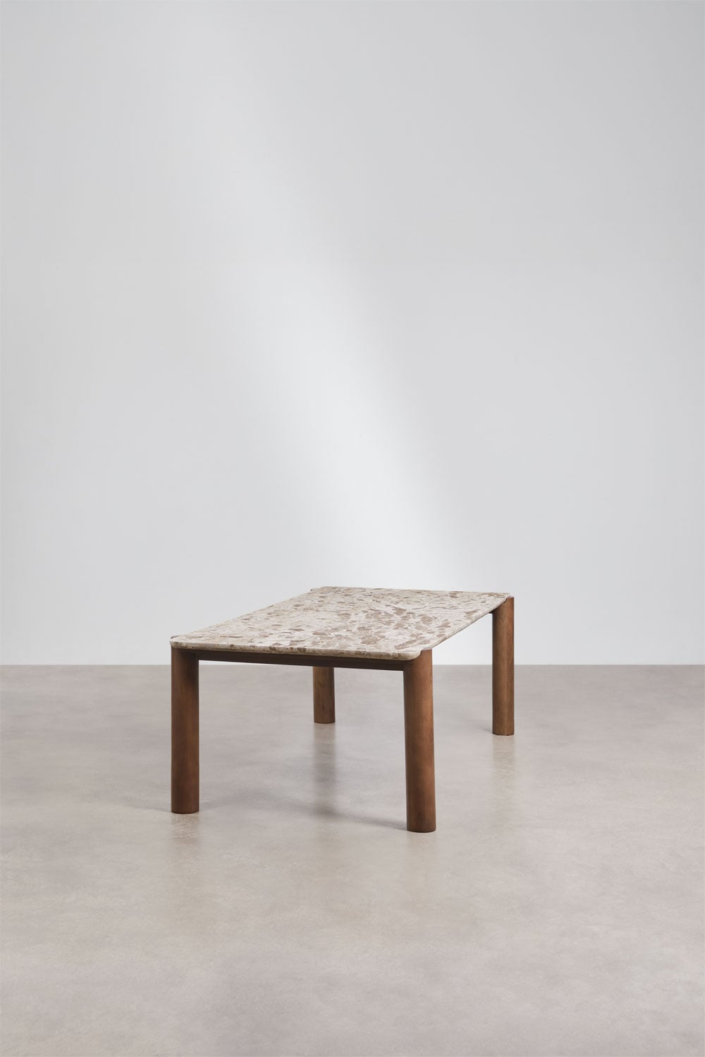 Rechteckiger Esstisch 245x110 cm aus Mangoholz und Oneca-Marmor, Galeriebild 2