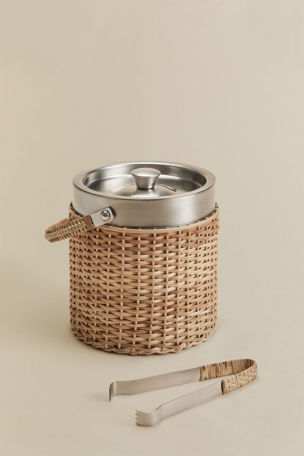 Dakomi Eiskübel-Set mit Zange aus Edelstahl und Bambus, Galeriebild 1