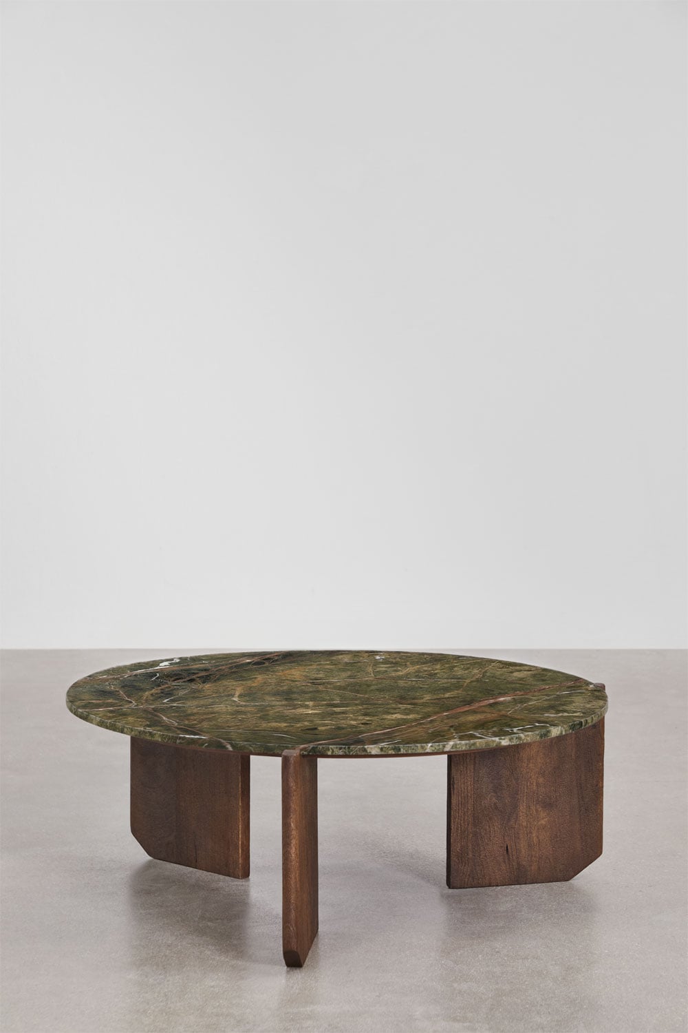 Runder Couchtisch aus Naturstein und Mangoholz Lavinia, Galeriebild 1