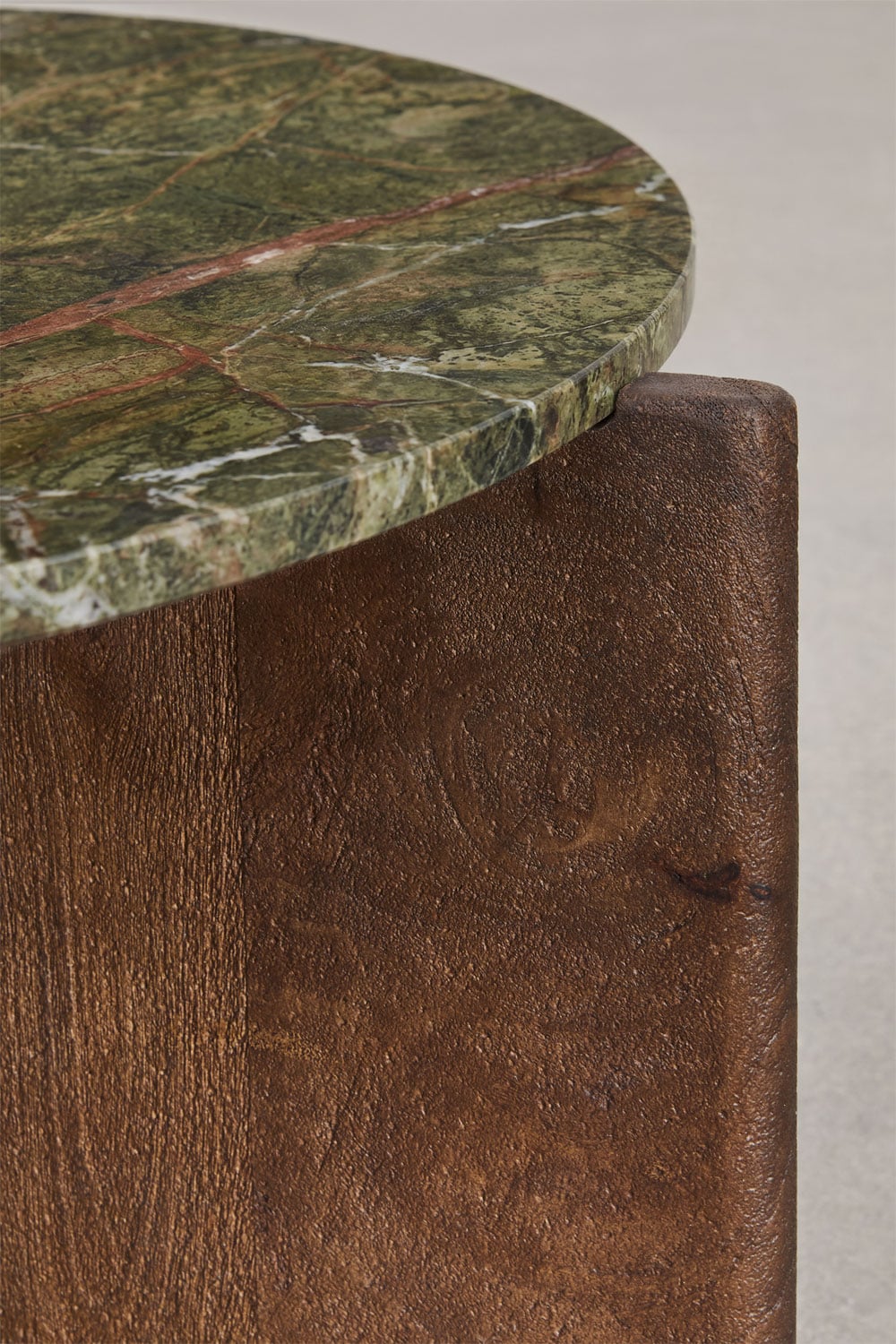 Runder Couchtisch aus Naturstein und Mangoholz Lavinia, Galeriebild 4