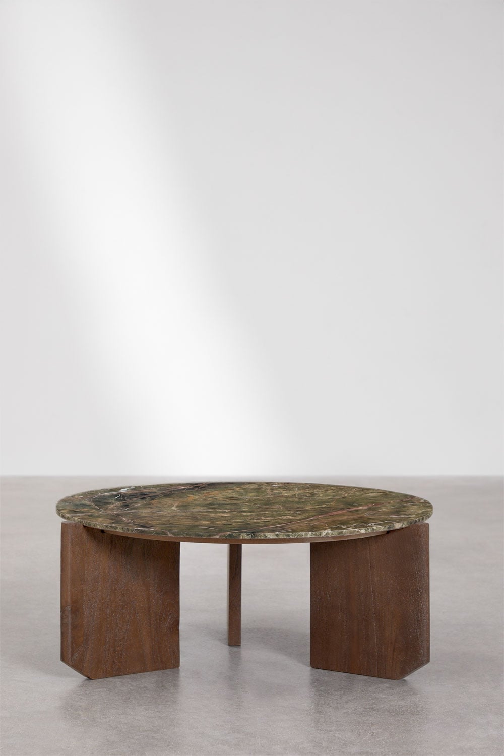 Runder Couchtisch aus Naturstein und Mangoholz Lavinia, Galeriebild 2