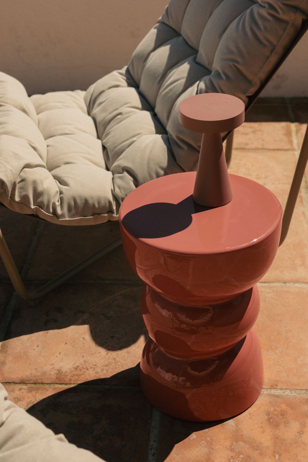 Runder Beistelltisch für den Garten Ø35 cm aus Dolomit Tiyi, Galeriebild 1