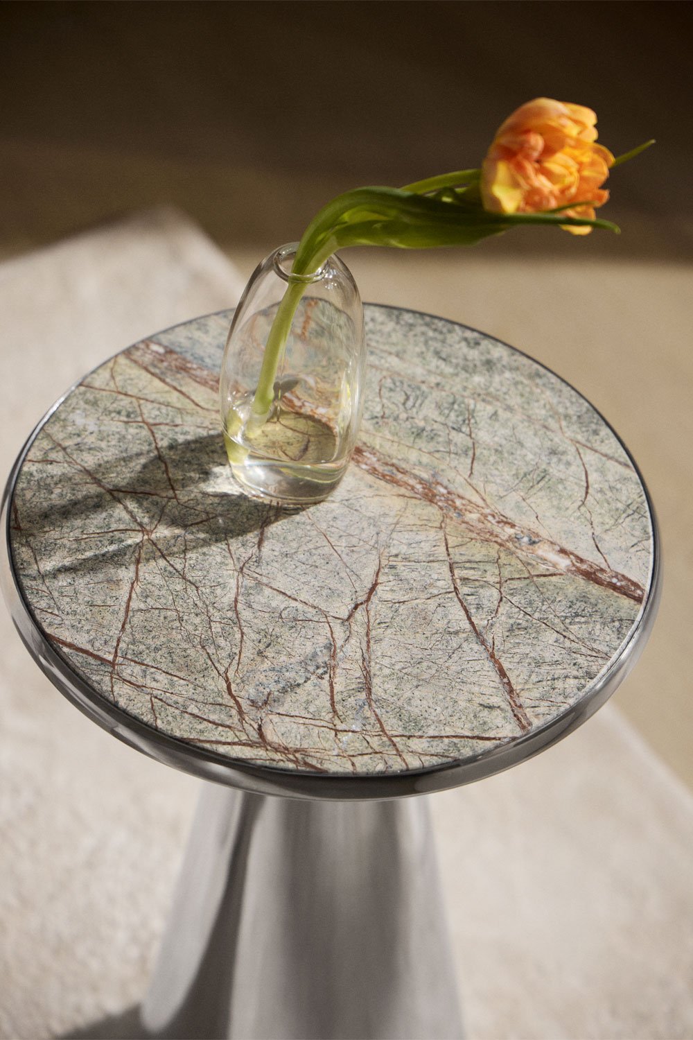 Runder Beistelltisch Ø30 cm aus Edelstahl Selmalis, Galeriebild 2