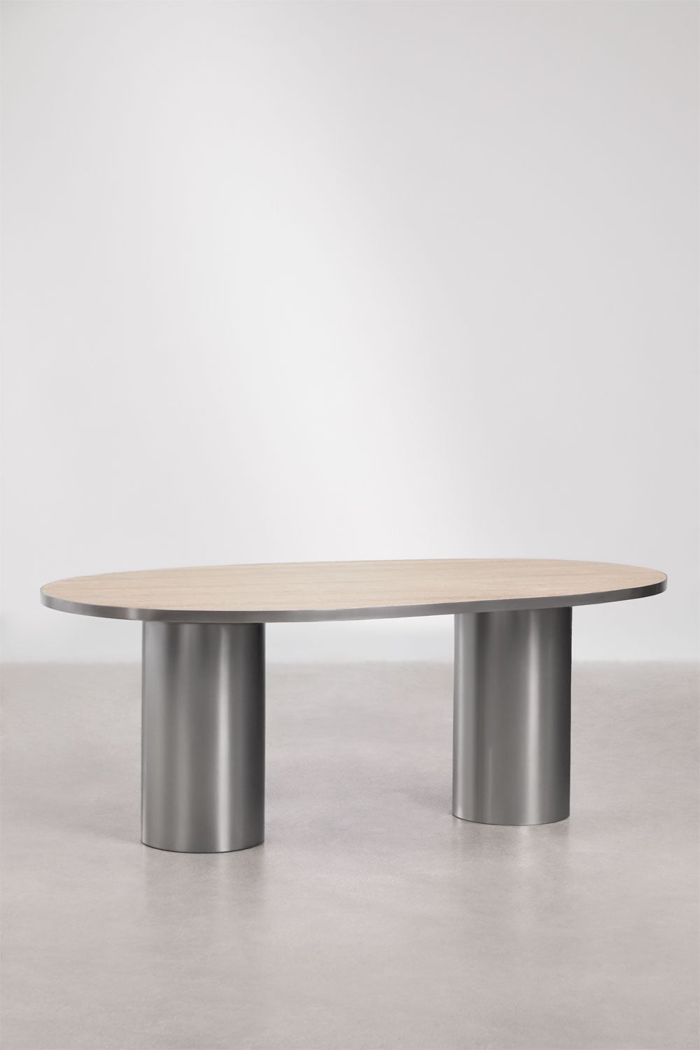 Ovaler Esstisch 220x110 cm aus Naturstein und Edelstahl Fertrix, Galeriebild 3