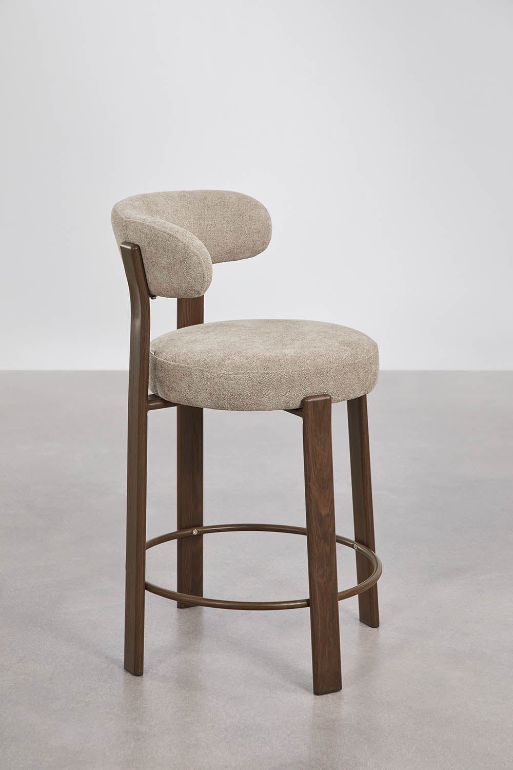 Hoher Hocker mit Rückenlehne aus Chenille-Stoff und Eisen Jolie, Galeriebild 2