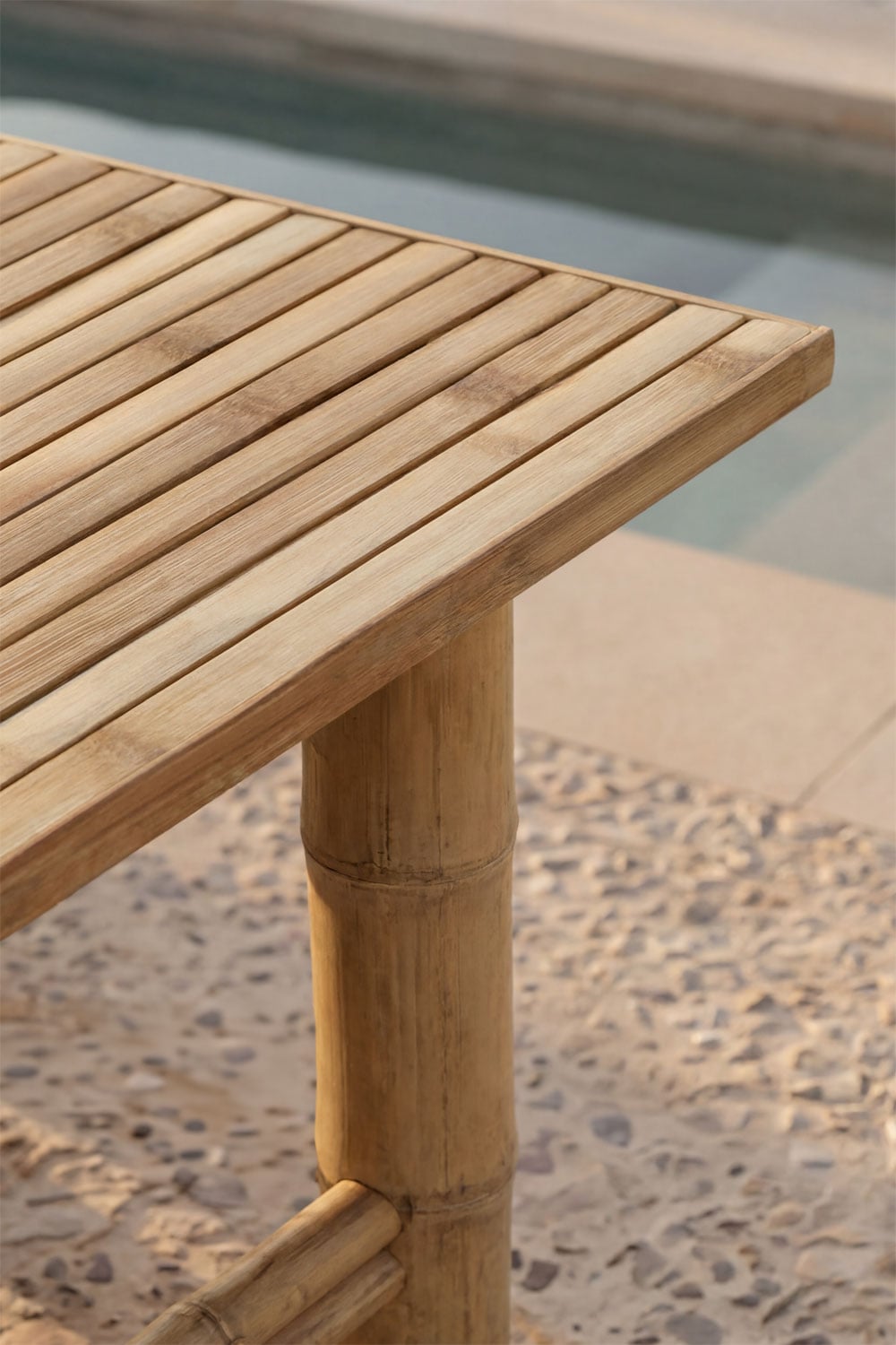 Rechteckiger Gartentisch 220x100 cm aus Bambus Nelida, Galeriebild 2