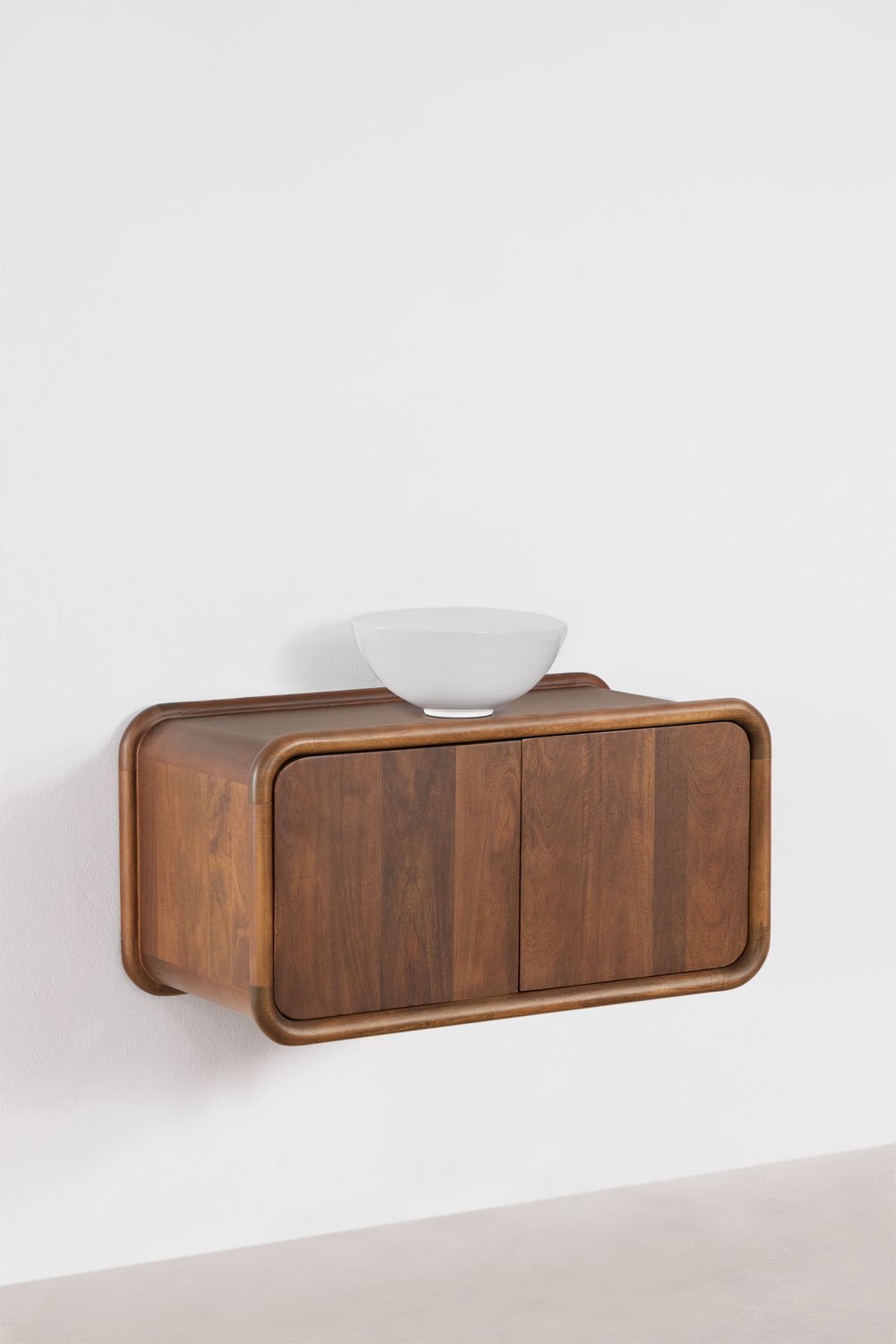 Hängendes Badezimmermöbel-Set 90x45 cm aus Mangoholz Maupaul, Galeriebild 4