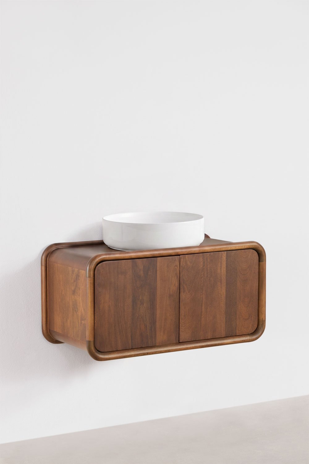 Hängendes Badezimmermöbel-Set 90x45 cm aus Mangoholz Maupaul, Galeriebild 4