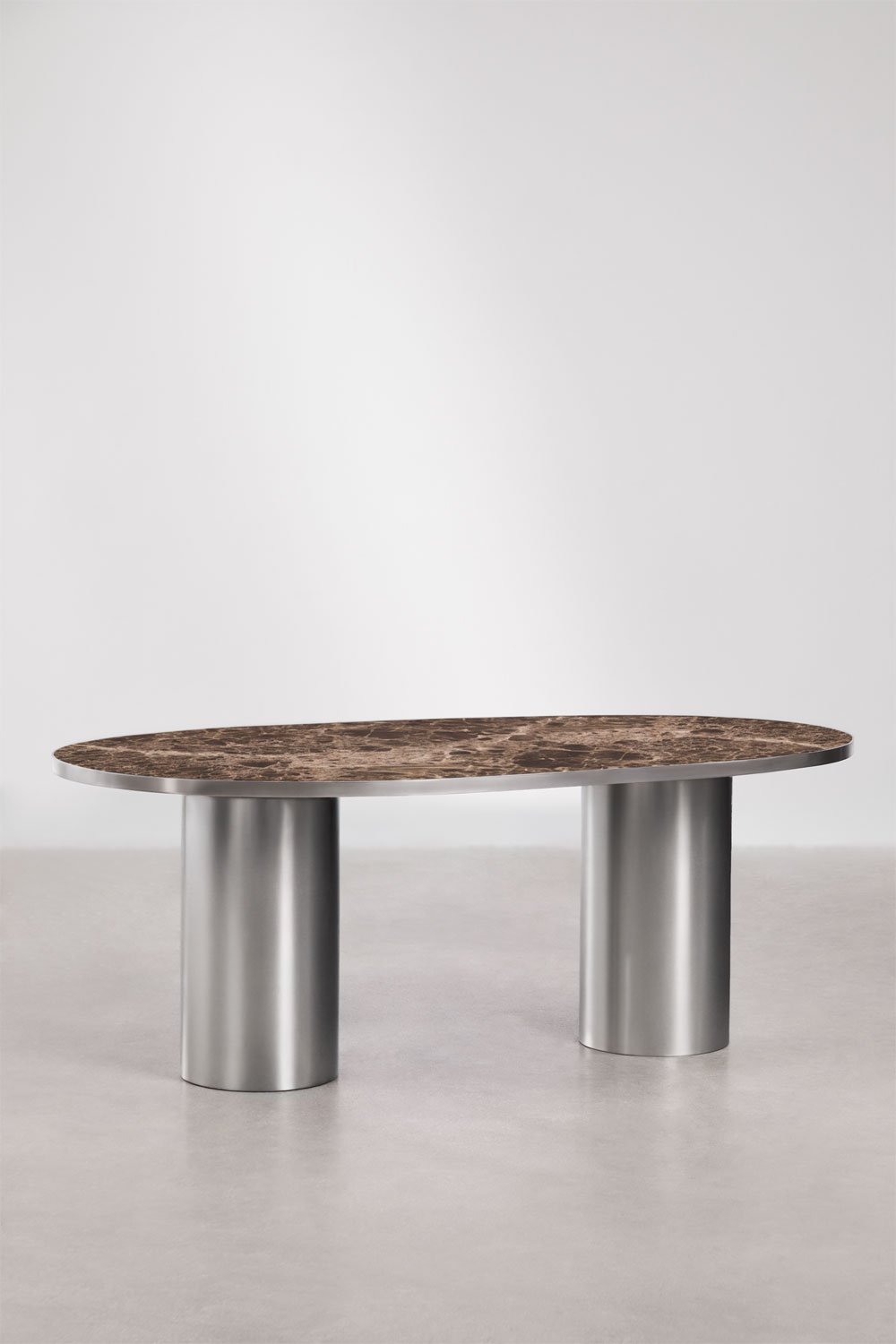 Ovaler Esstisch 220x110 cm aus Naturstein und Edelstahl Fertrix, Galeriebild 3