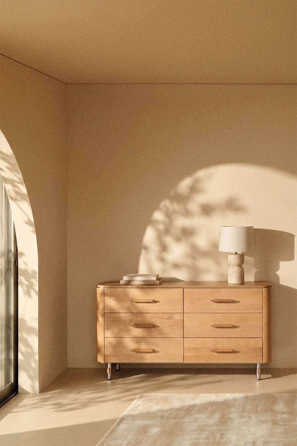 Kommode mit 6 Schubladen 140x45 cm aus Mangoholz und Stahl Osaka, Galeriebild 1