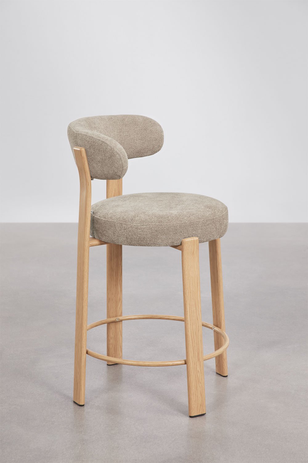 Hoher Hocker mit Rückenlehne aus Chenille-Stoff und Eisen Jolie, Galeriebild 4