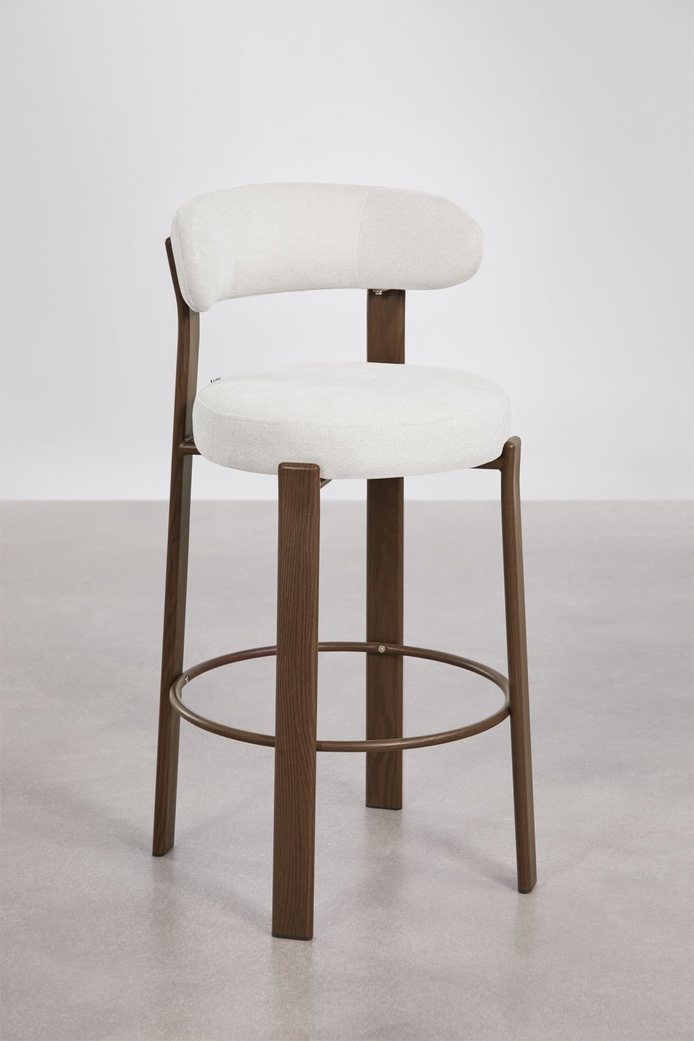 Hoher Hocker mit Rückenlehne aus Chenille-Stoff und Eisen Jolie, Galeriebild 3