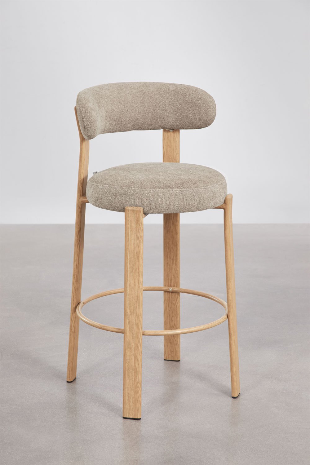 Pack mit 4 hohen Hockern mit Rückenlehne aus Chenille-Stoff und Eisen Jolie, Galeriebild 3