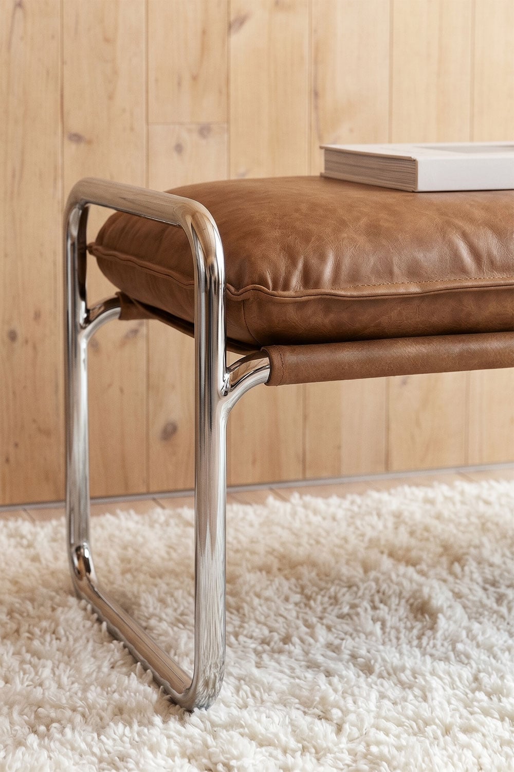 Sitzbank mit Kunstlederbezug in Camel-Vintage 110 cm Matilda, Galeriebild 2