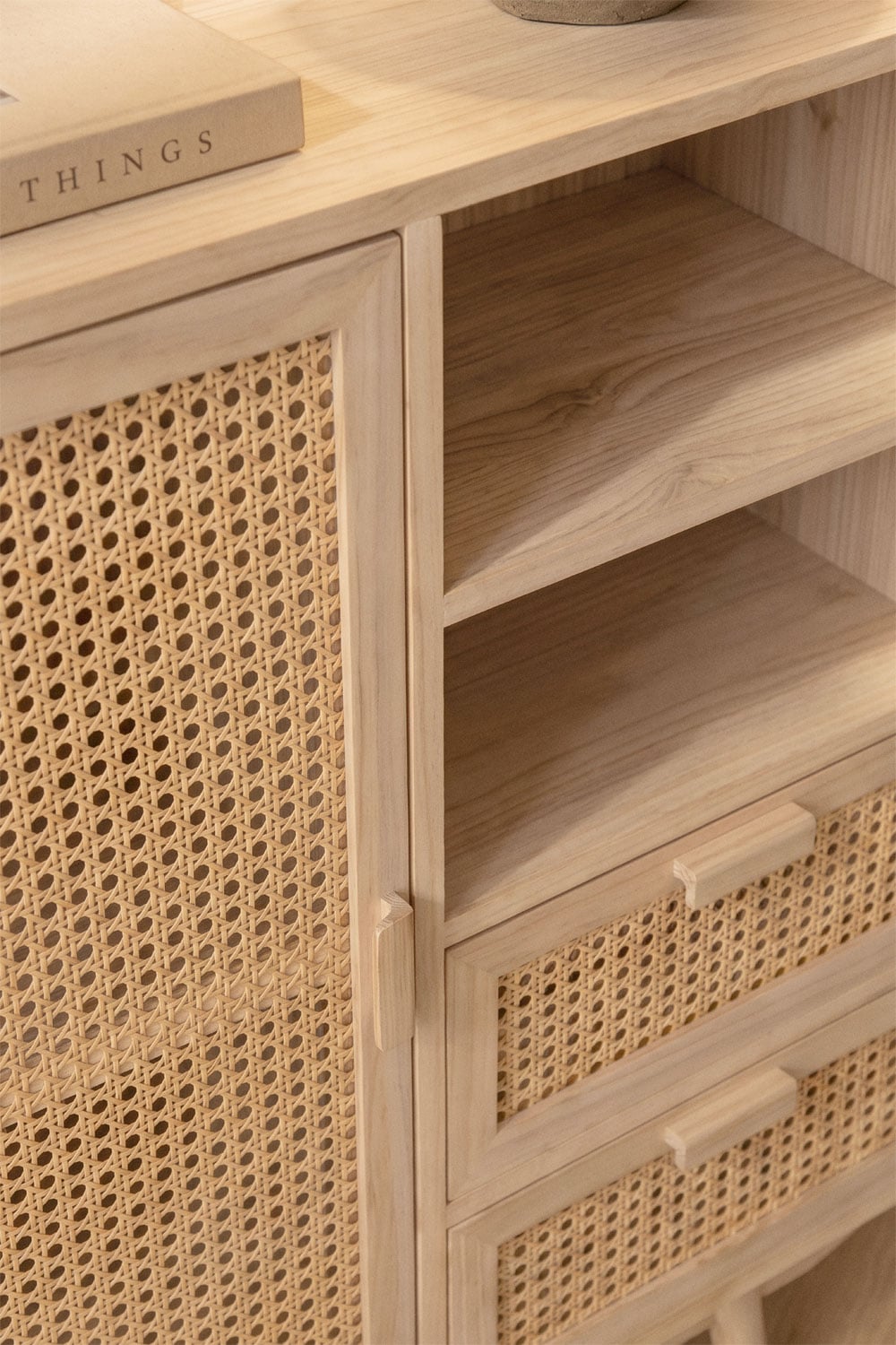 Rechteckiges Sideboard 70x40 cm mit Schubladen aus Naturholz Ralik, Galeriebild 2