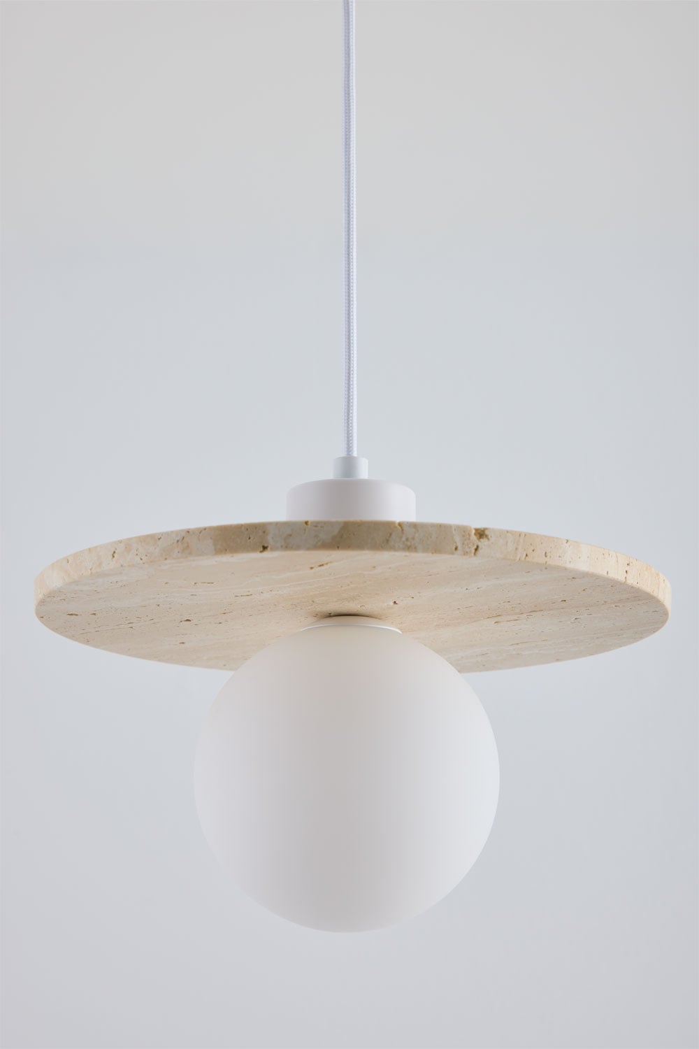 Deckenlampe aus Travertin mit Glaskugel Davise, Galeriebild 5
