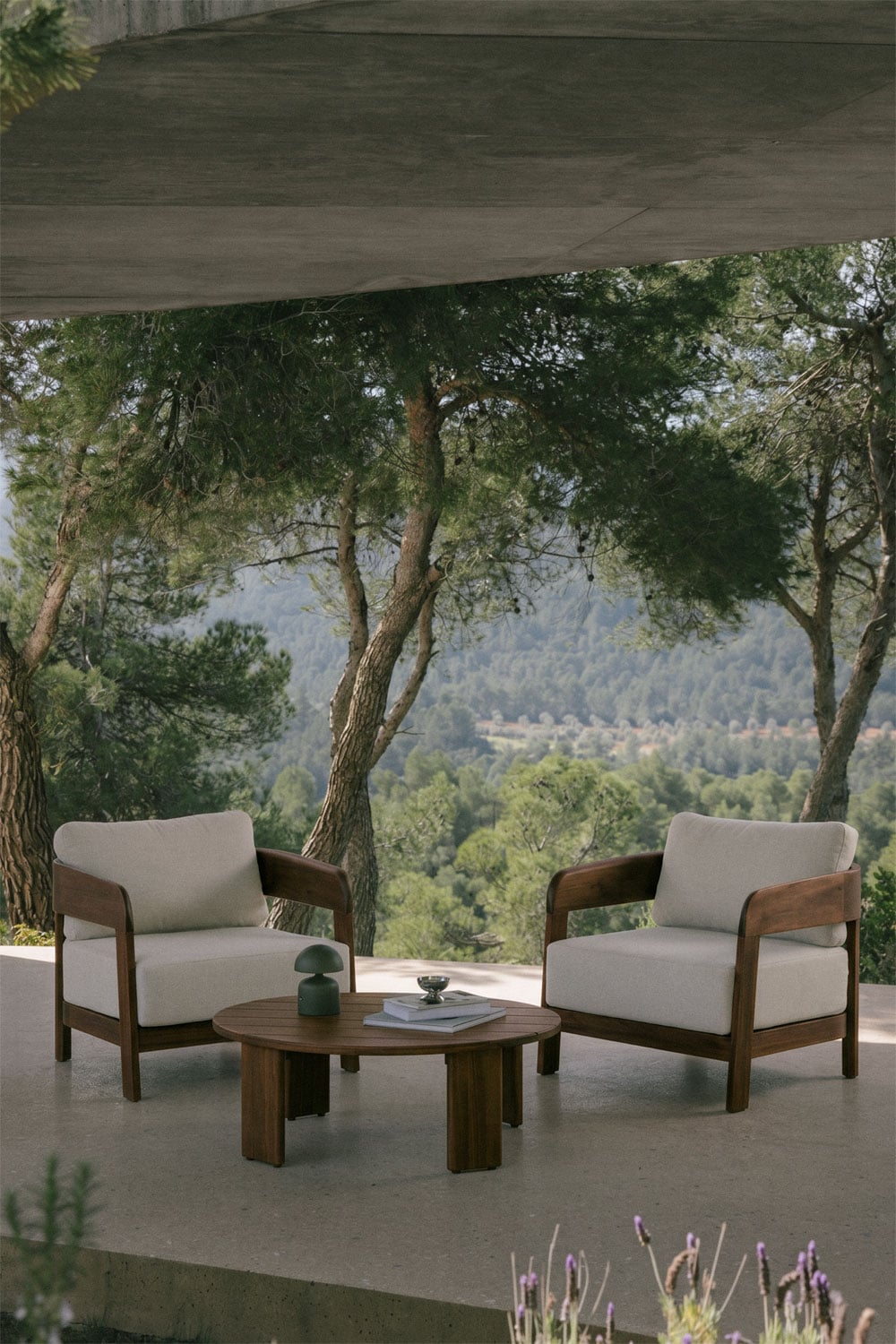 Gartenset mit 2 Sesseln und Couchtisch aus Akazienholz Uleno, Galeriebild 1