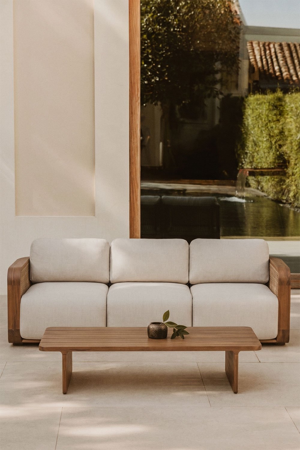 Gartenset mit 3-Sitzer-Sofa und Couchtisch aus Akazienholz Noira, Galeriebild 1