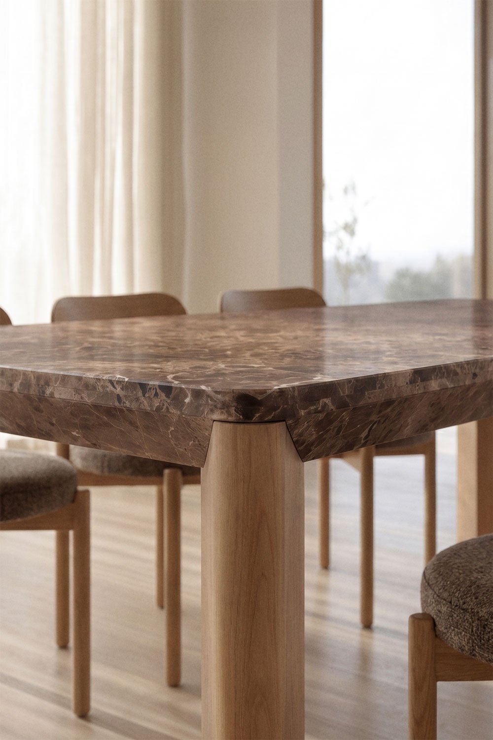 Rechteckiger Esstisch 240x110 cm aus Mangoholz und Marmor Garsea, Galeriebild 2