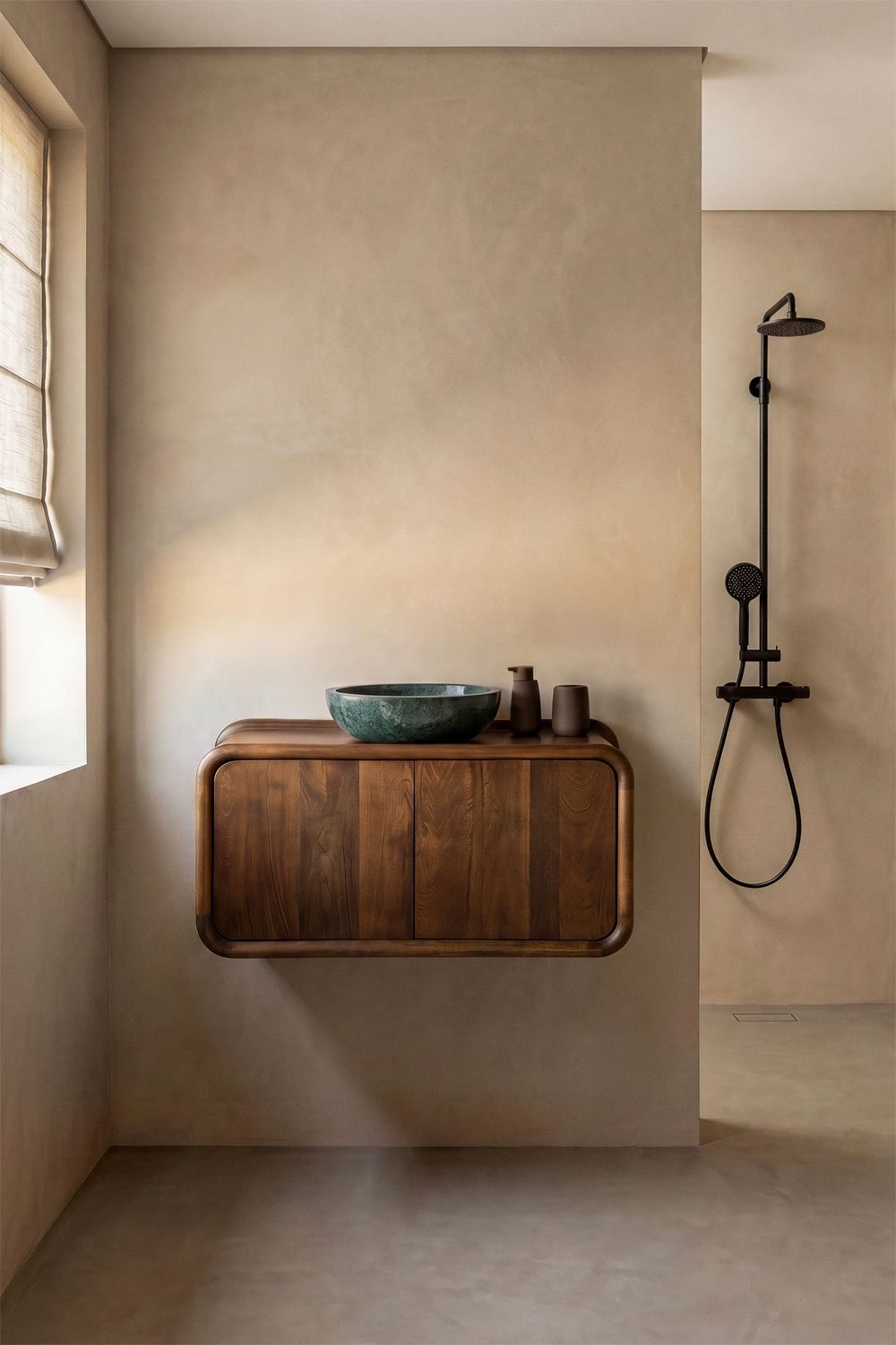 Hängendes Badezimmermöbel-Set 90x45 cm aus Mangoholz Maupaul, Galeriebild 1