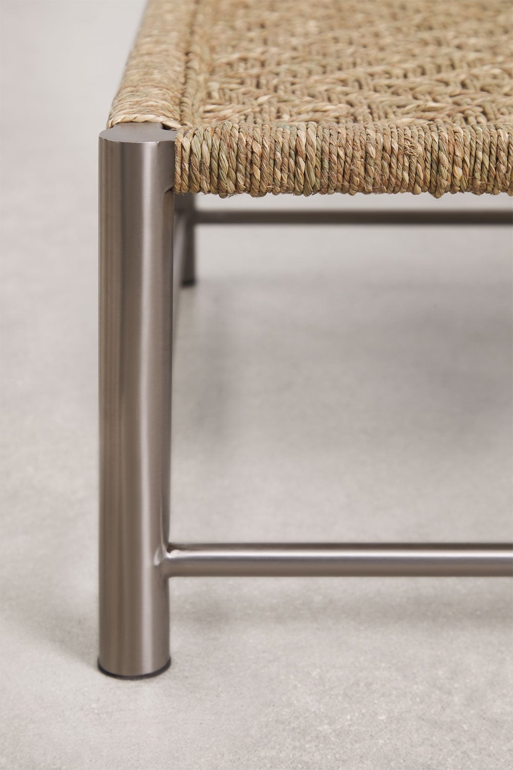 Quadratischer Couchtisch 80x80 cm aus Edelstahl und Jute Narnial, Galeriebild 5
