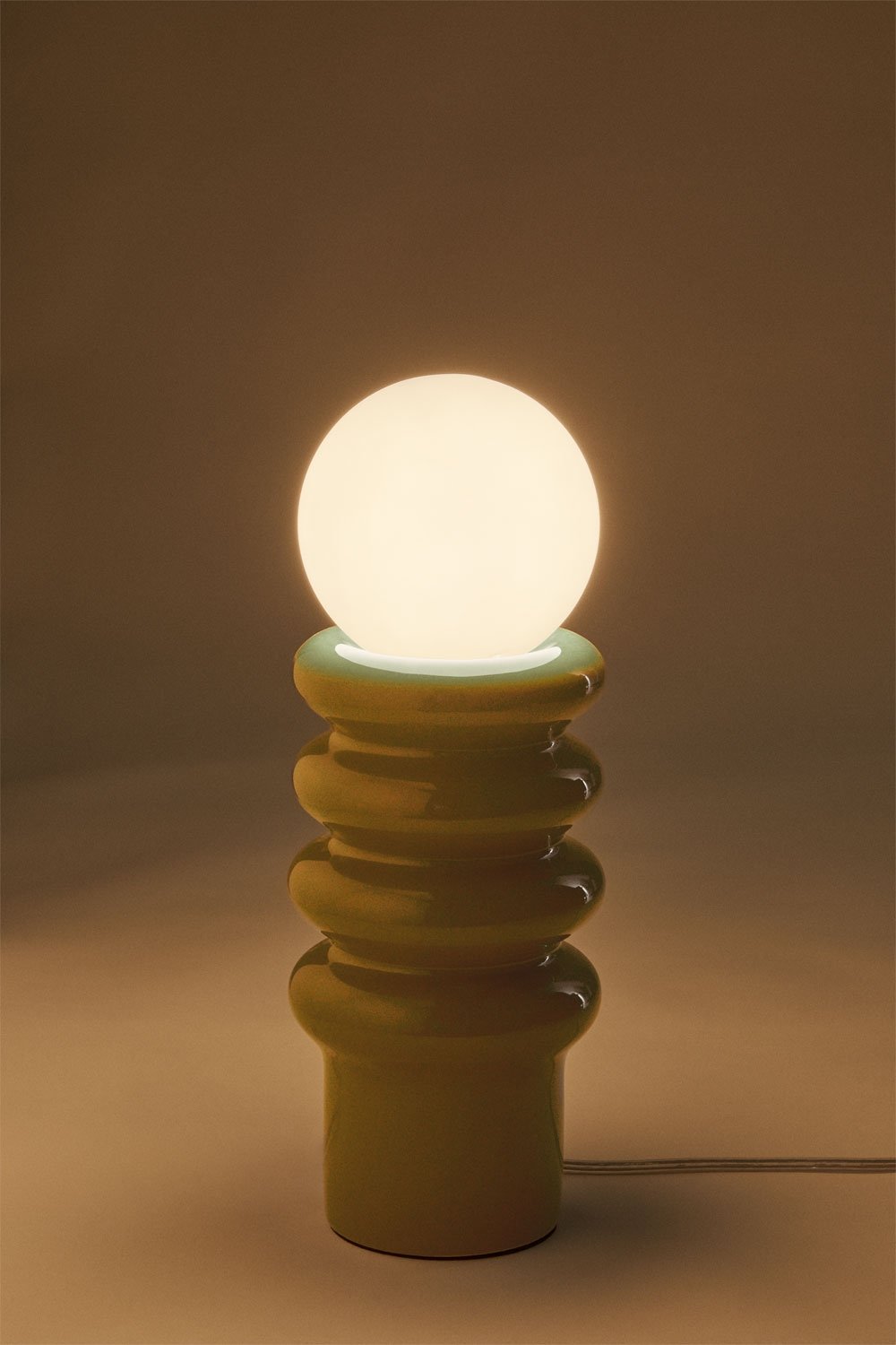Tischlampe 35 cm aus Keramik mit Kryx-Glaskugel, Galeriebild 4