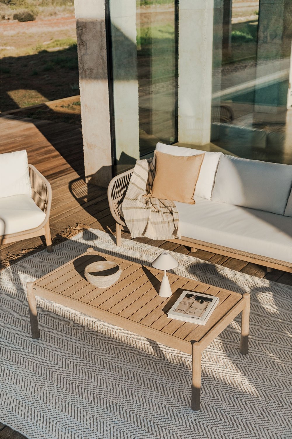 Rechteckiger Outdoor-Teppich 200x300 cm aus Polyethylen und Jute Maxandra, Galeriebild 1