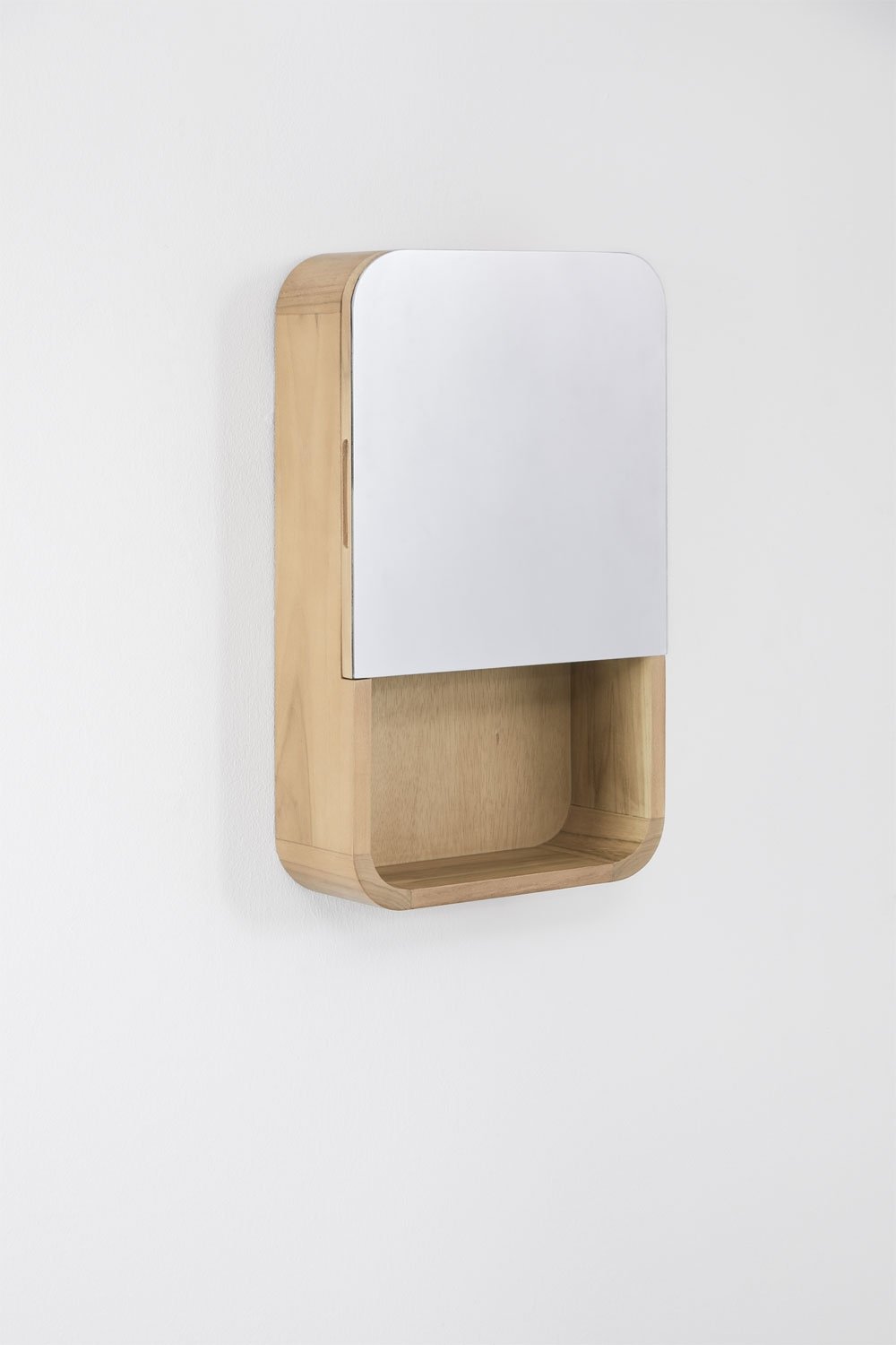 Rechteckiger Wandschrank 35x60 cm für das Badezimmer aus Teakholz mit Spiegel Ian, Galeriebild 3
