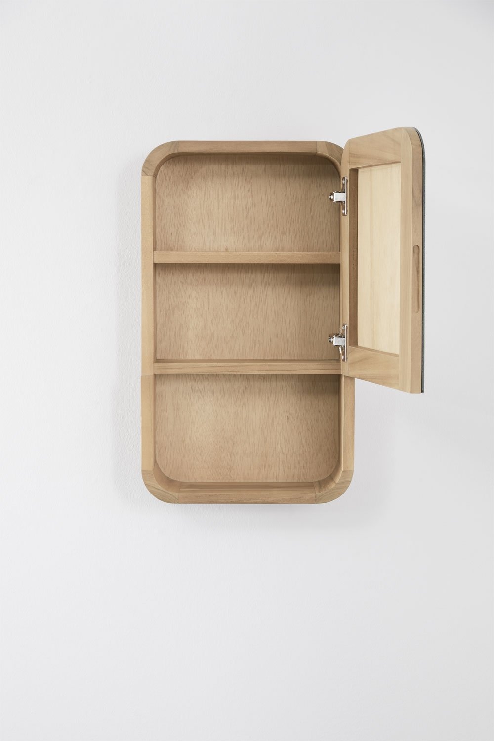 Rechteckiger Wandschrank 35x60 cm für das Badezimmer aus Teakholz mit Spiegel Ian, Galeriebild 4