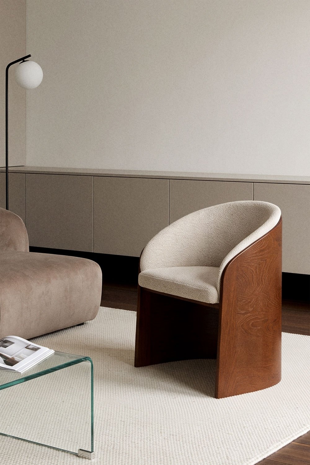 Sessel aus Eichenholz und Bouclé Keluna, Galeriebild 1