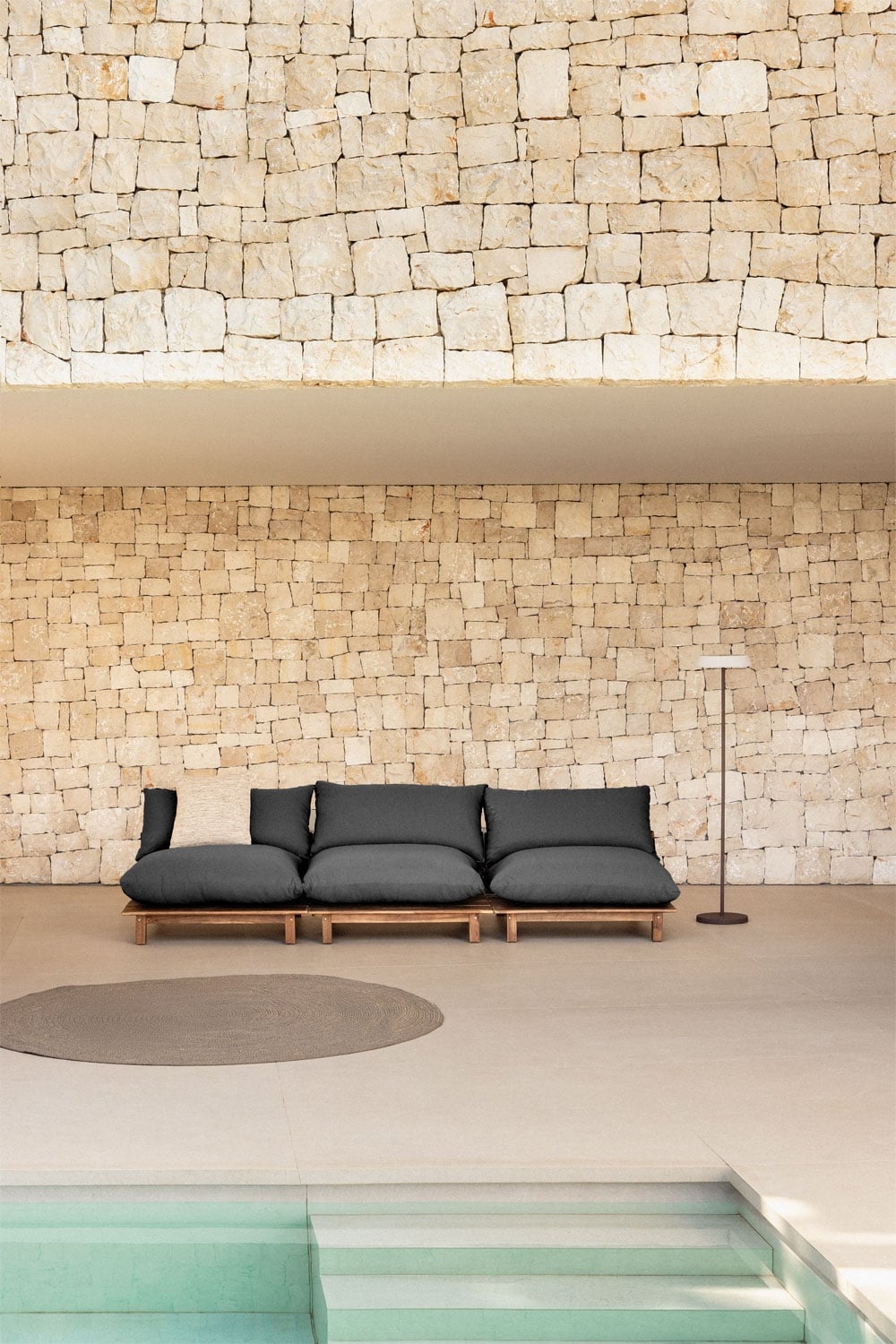 3-teiliges, verstellbares Gartenmodulsofa aus Akazienholz Brina, Galeriebild 1